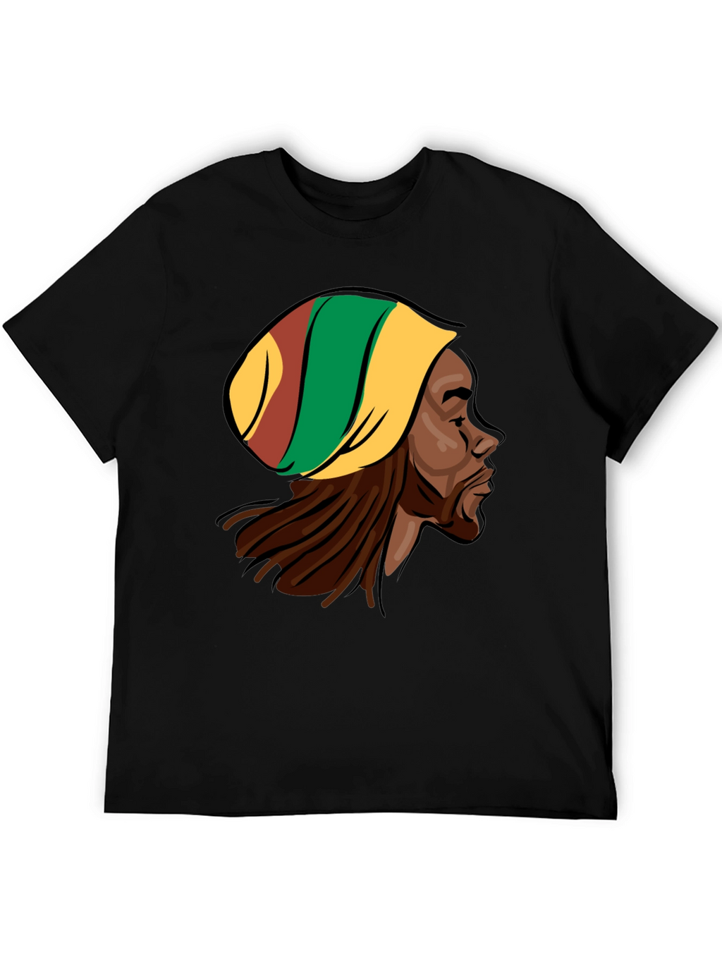 Rasta Man Graphic Tee - Black Cotton Blend