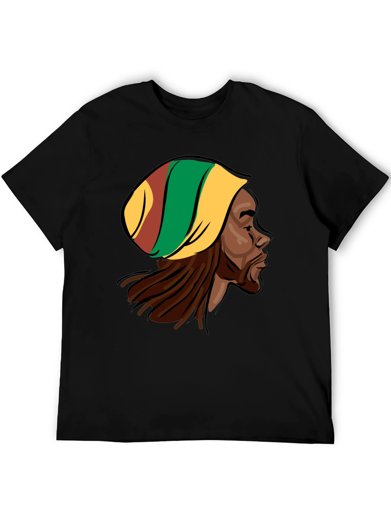 Rasta Man Graphic Tee - Black Cotton Blend