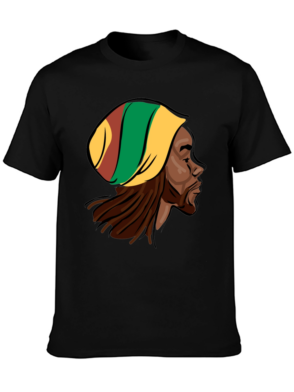Rasta Man Graphic Tee - Black Cotton Blend