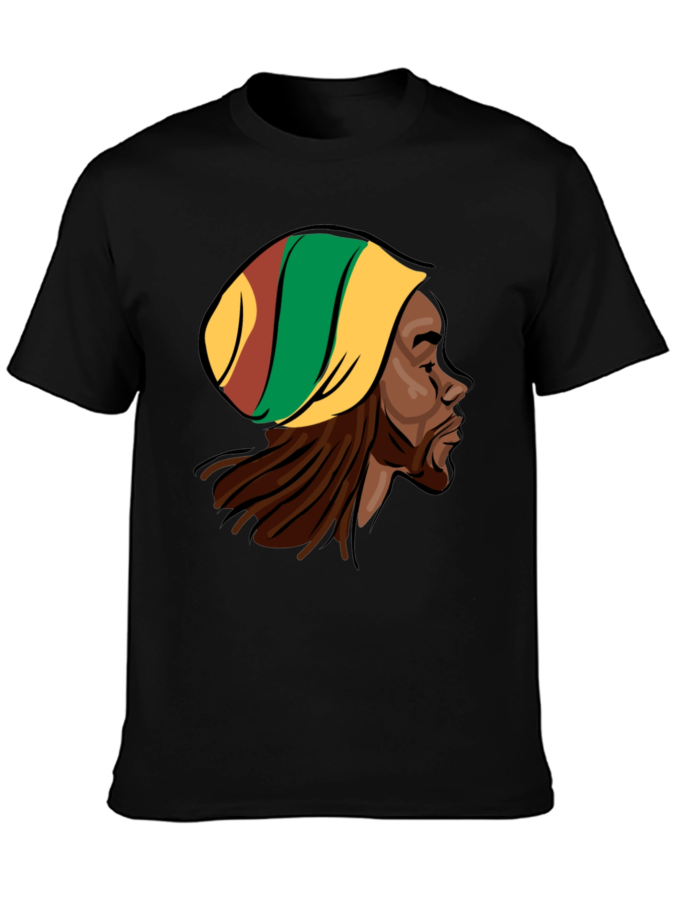 Rasta Man Graphic Tee - Black Cotton Blend
