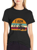 Farm Life Tractor Graphic Tee - Black