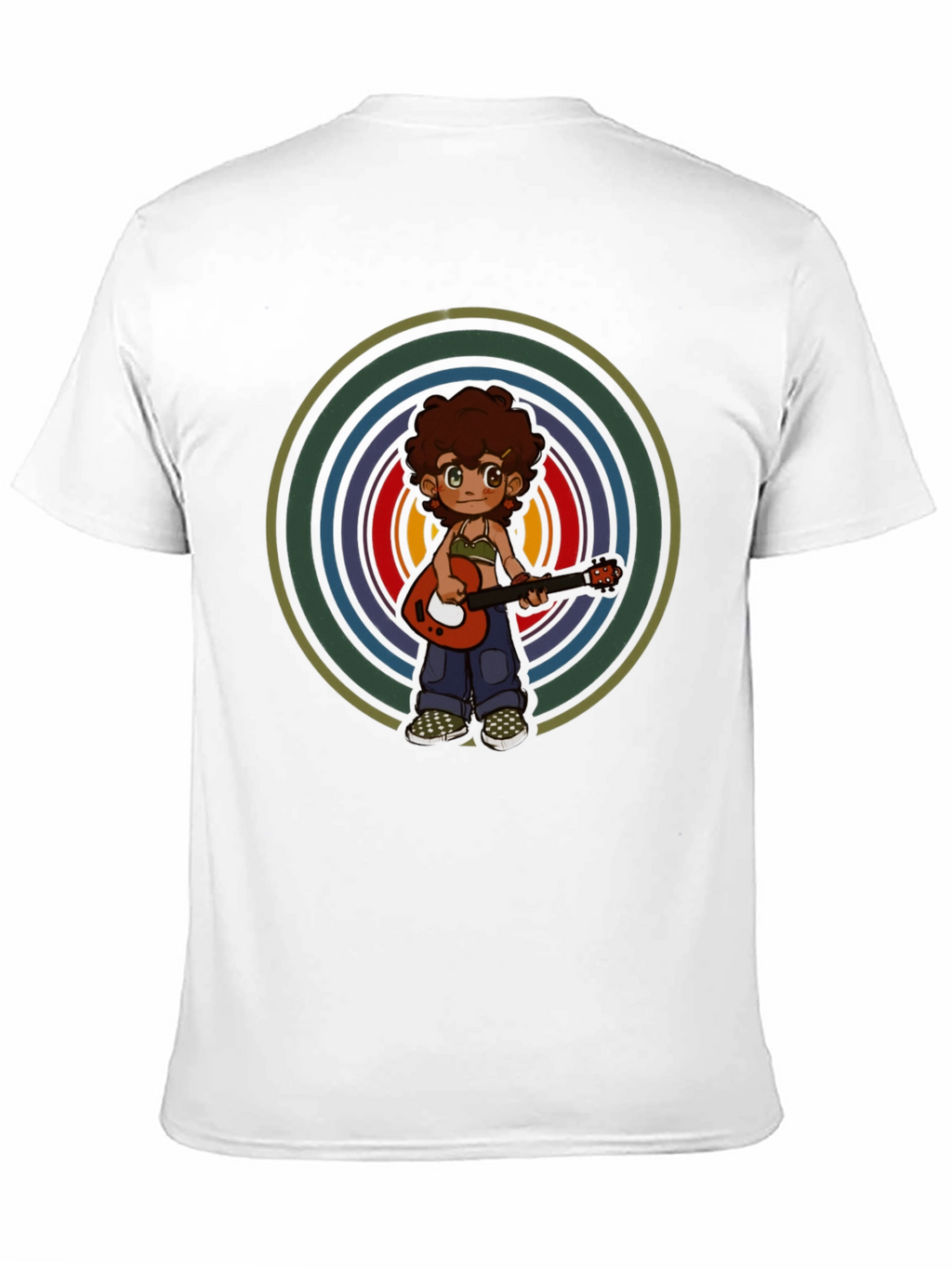 Retro Guitar Player Graphic Tee - Unisex Black T-Shirt