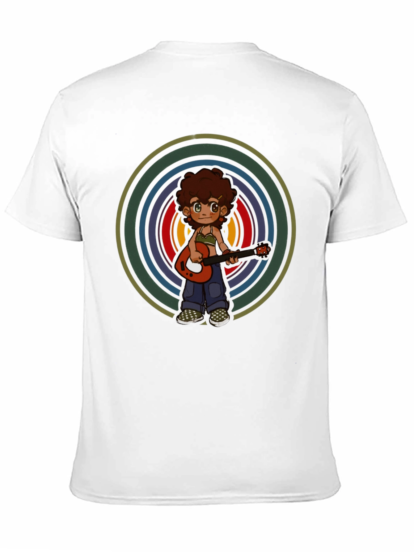 Retro Guitar Player Graphic Tee - Unisex Black T-Shirt