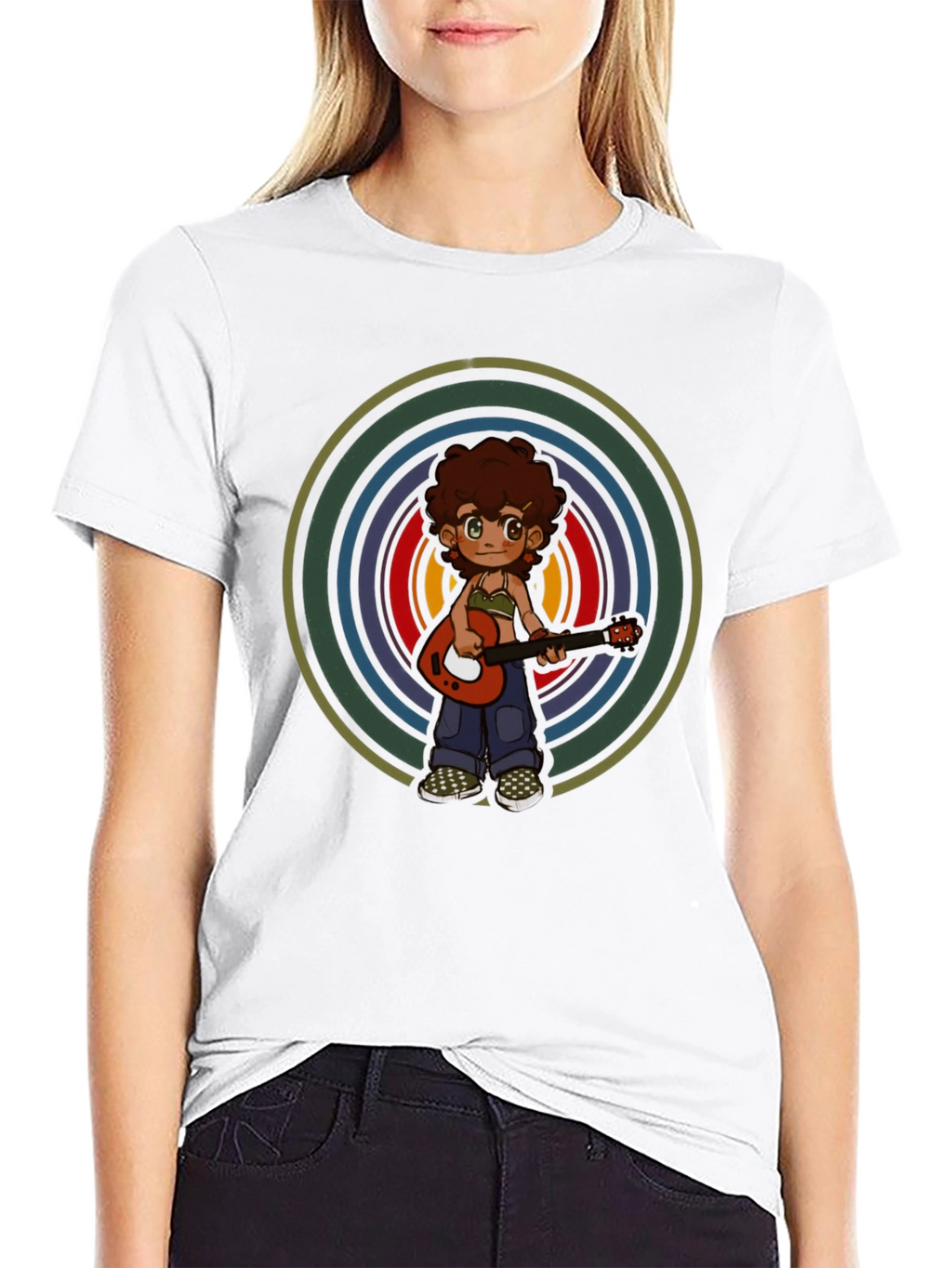 Retro Guitar Player Graphic Tee - Unisex Black T-Shirt