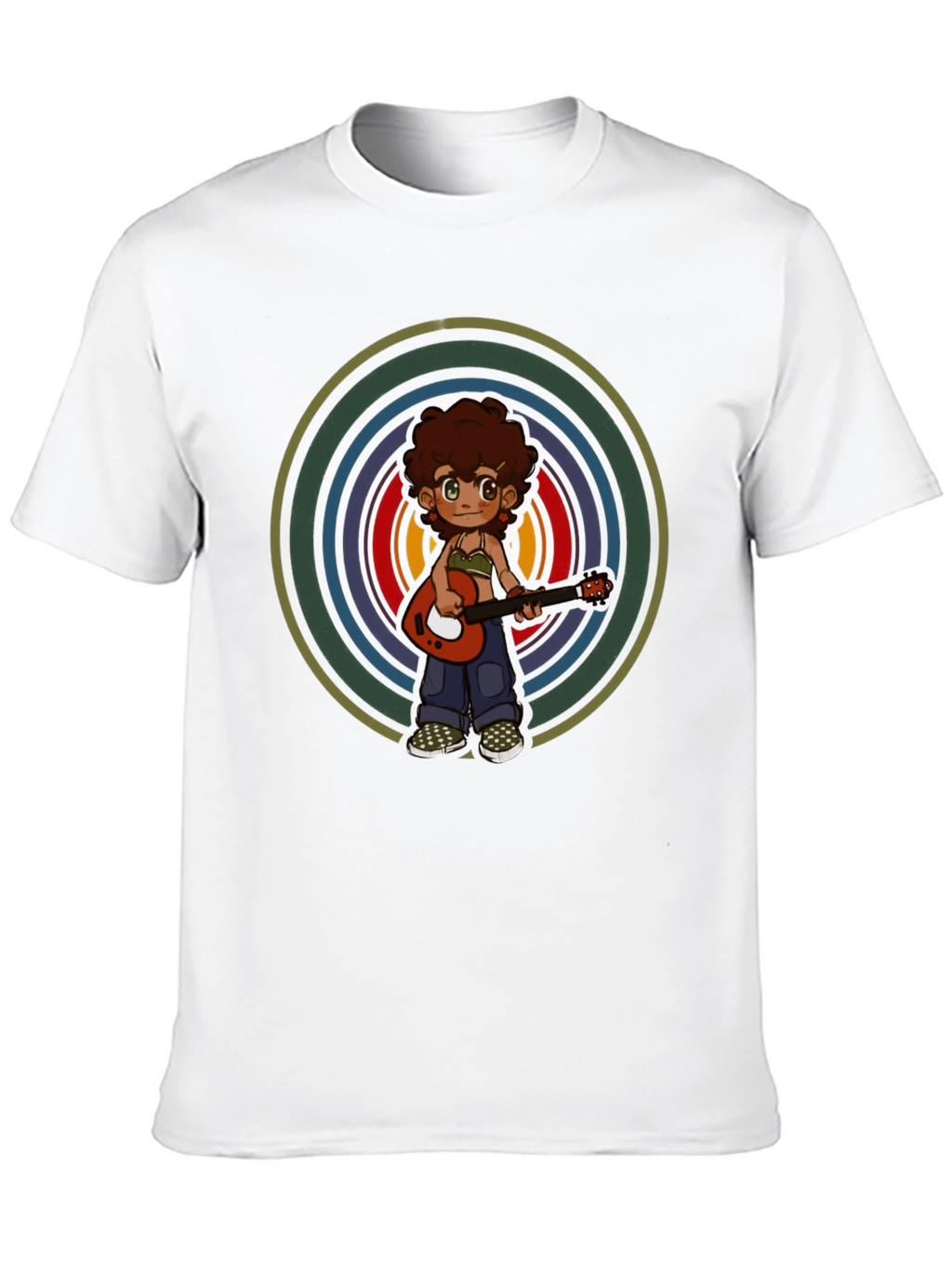 Retro Guitar Player Graphic Tee - Unisex Black T-Shirt