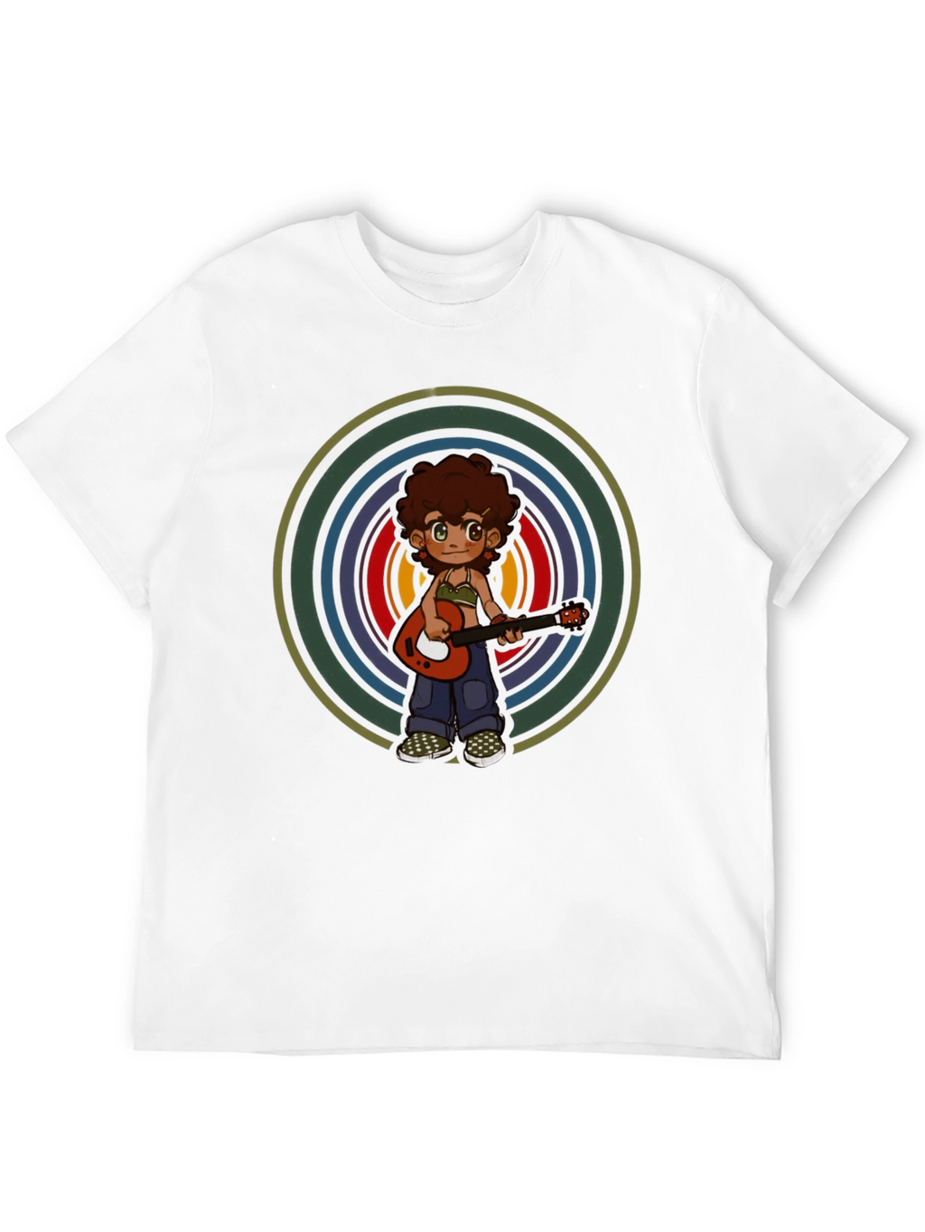 Retro Guitar Player Graphic Tee - Unisex Black T-Shirt