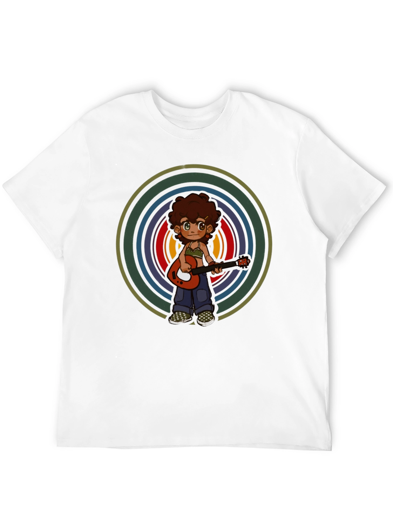Retro Guitar Player Graphic Tee - Unisex Black T-Shirt