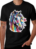 Rainbow Horse Graphic Tee - Stylish Mens T-Shirt
