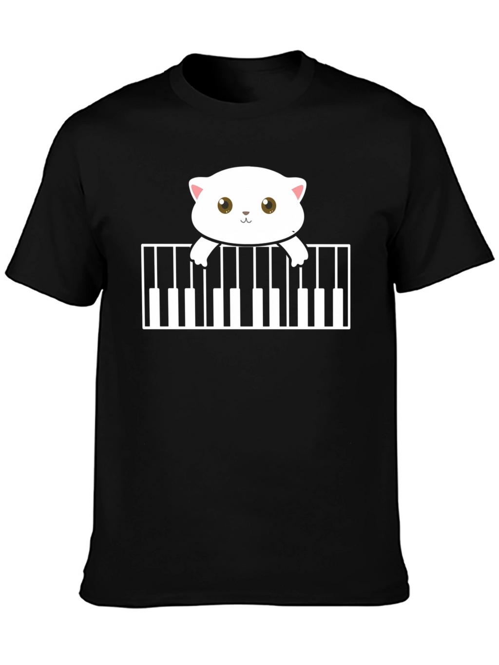 Cute Cat Piano T-Shirt - Musical Feline Tee