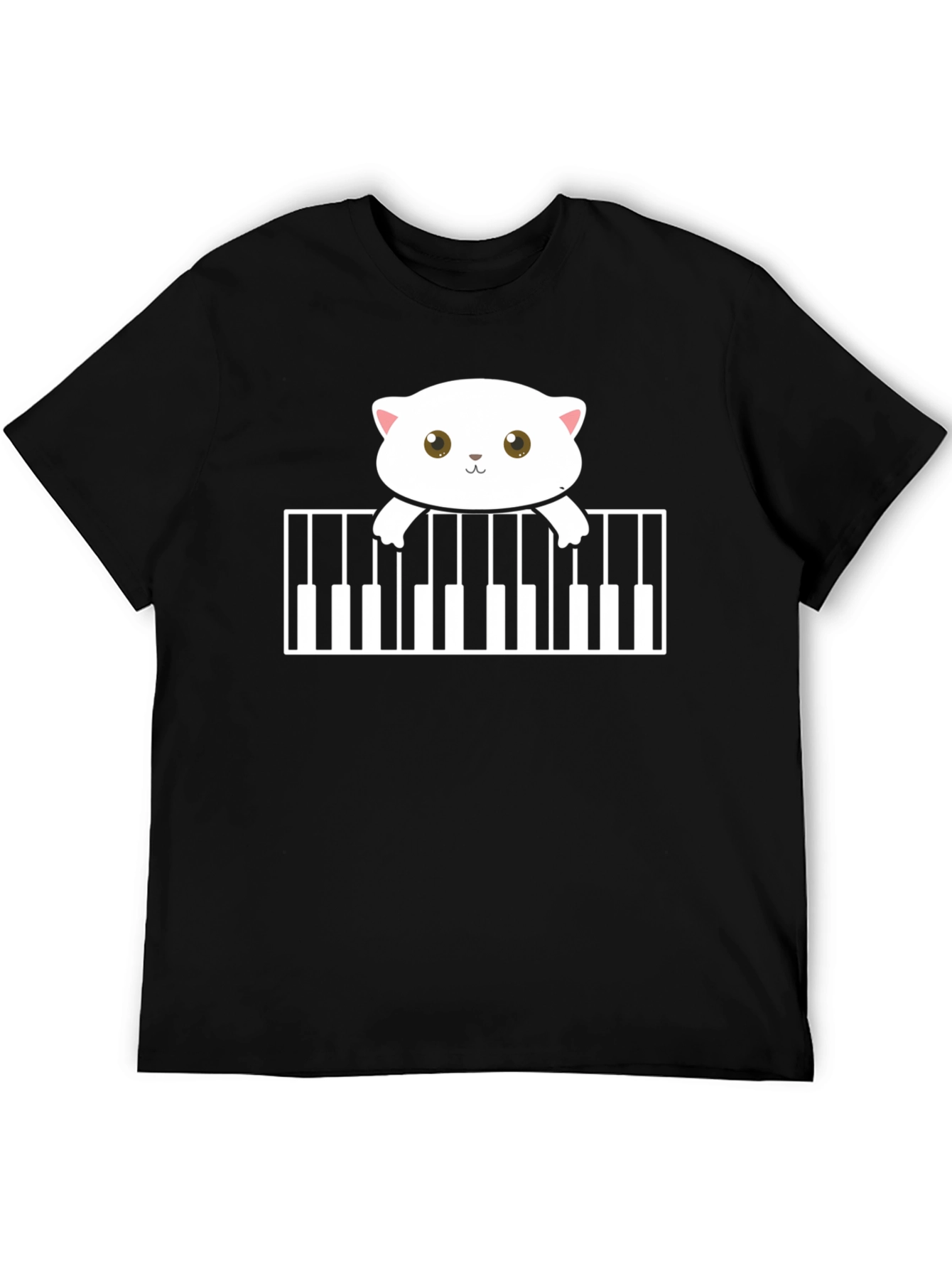 Cute Cat Piano T-Shirt - Musical Feline Tee