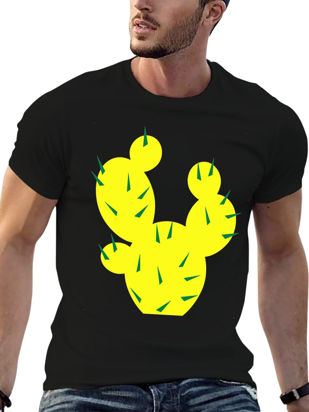 Cactus Graphic Tee - Trendy Black Cotton T-Shirt