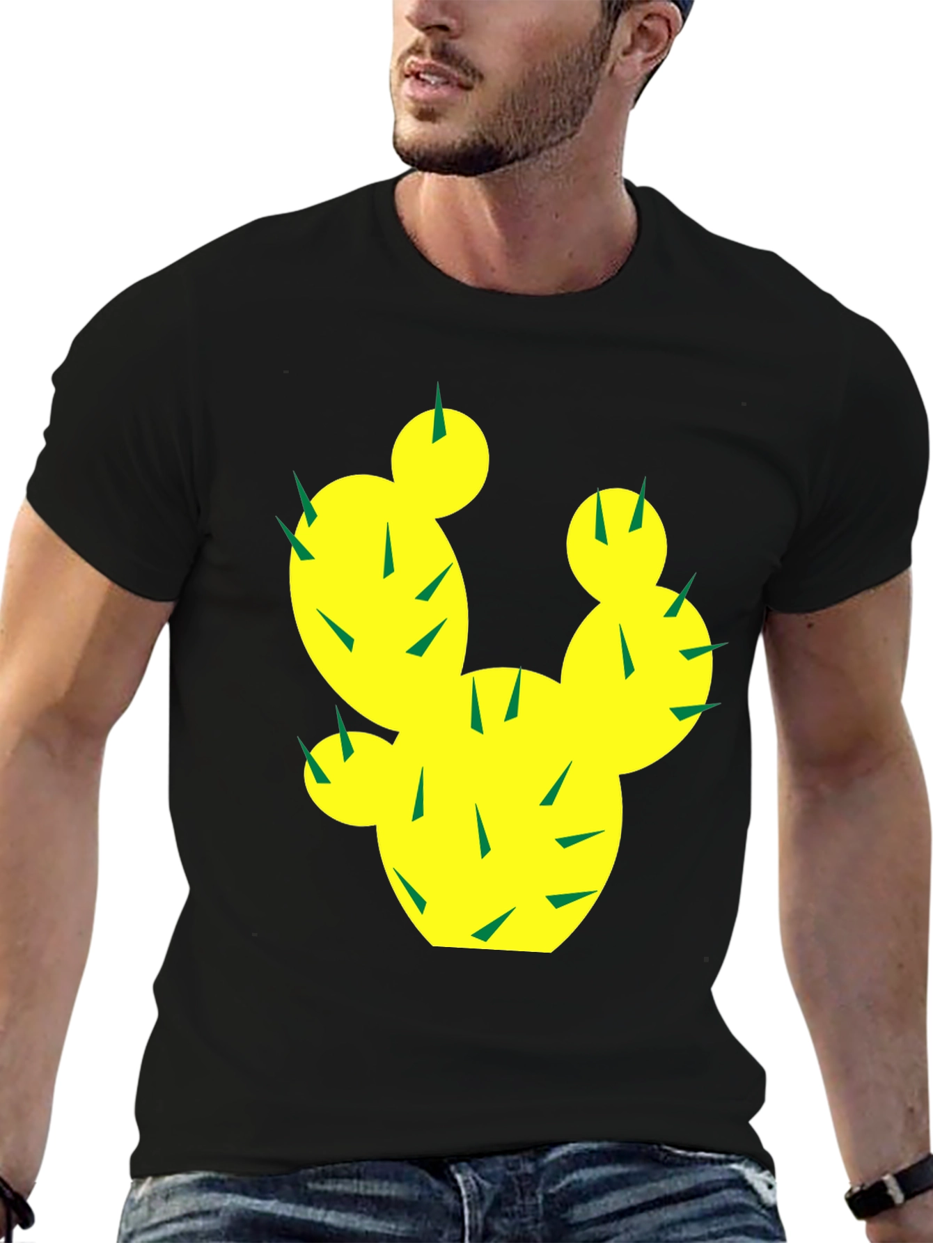 Cactus Graphic Tee - Trendy Black Cotton T-Shirt