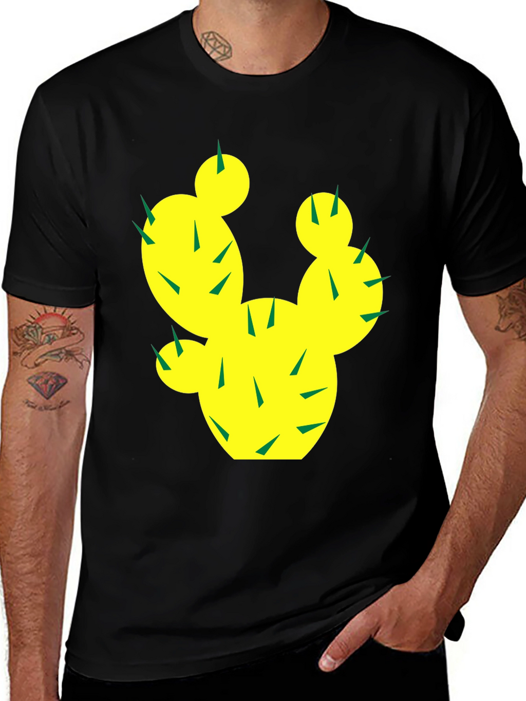 Cactus Graphic Tee - Trendy Black Cotton T-Shirt