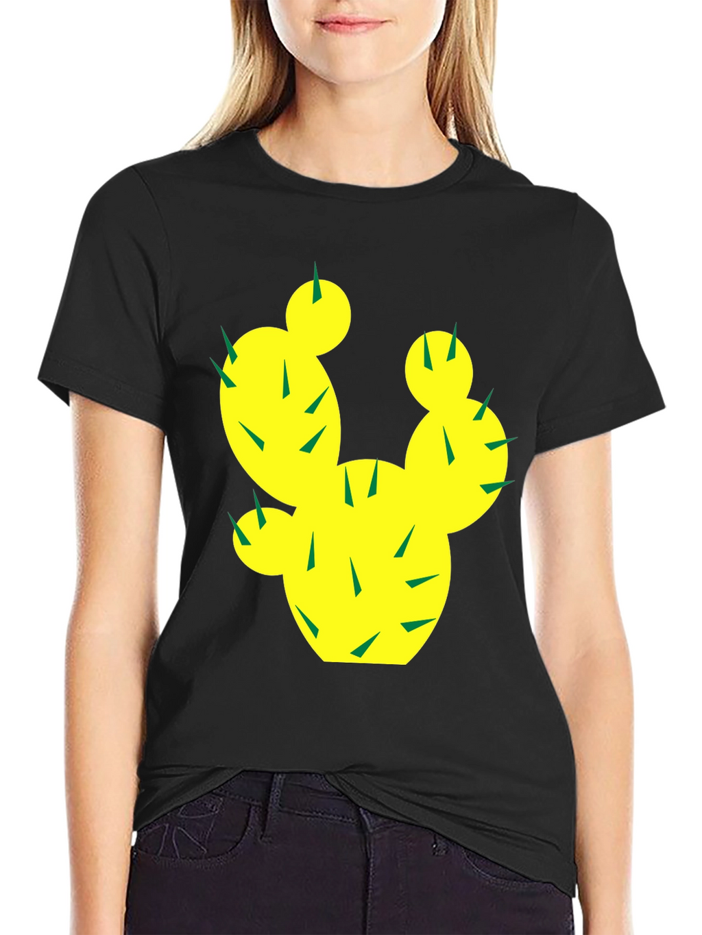 Cactus Graphic Tee - Trendy Black Cotton T-Shirt