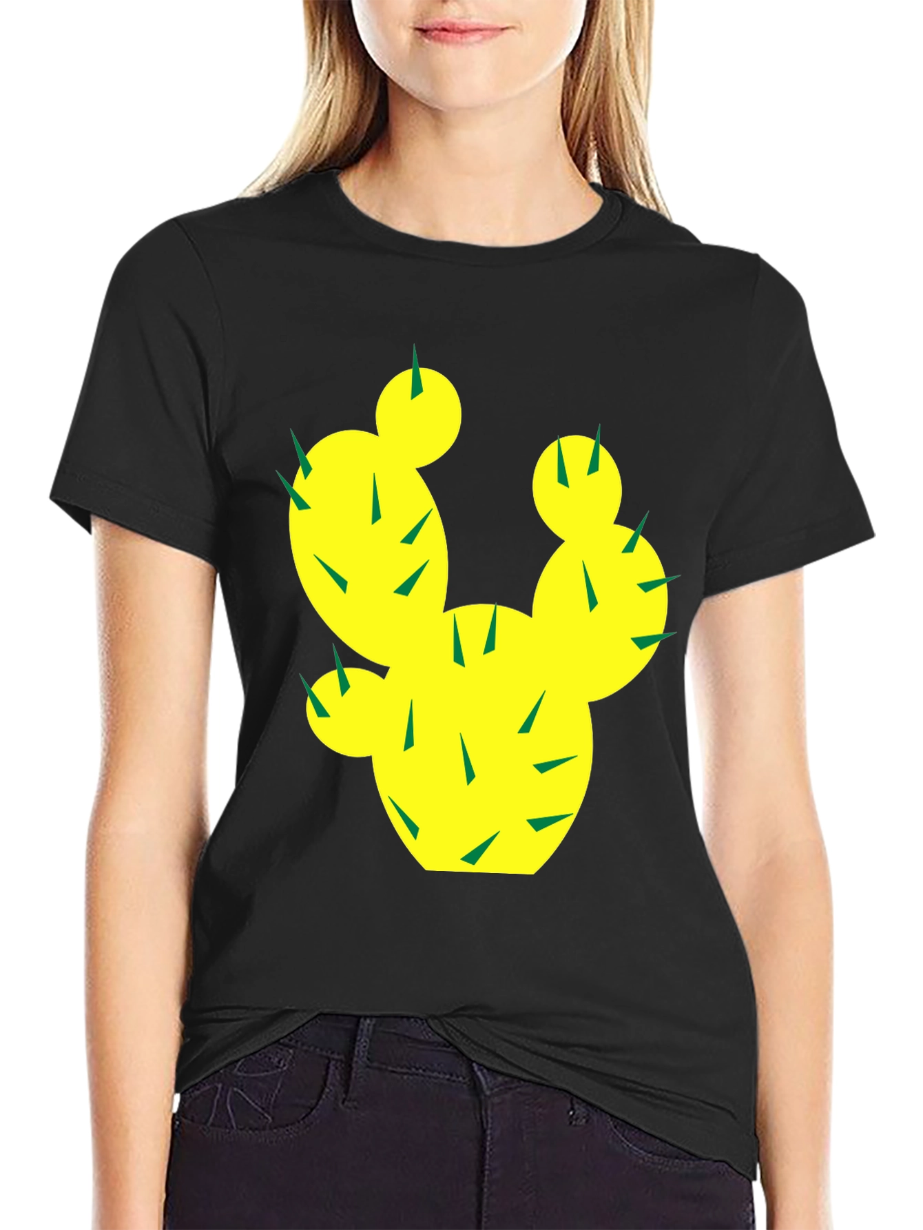 Cactus Graphic Tee - Trendy Black Cotton T-Shirt