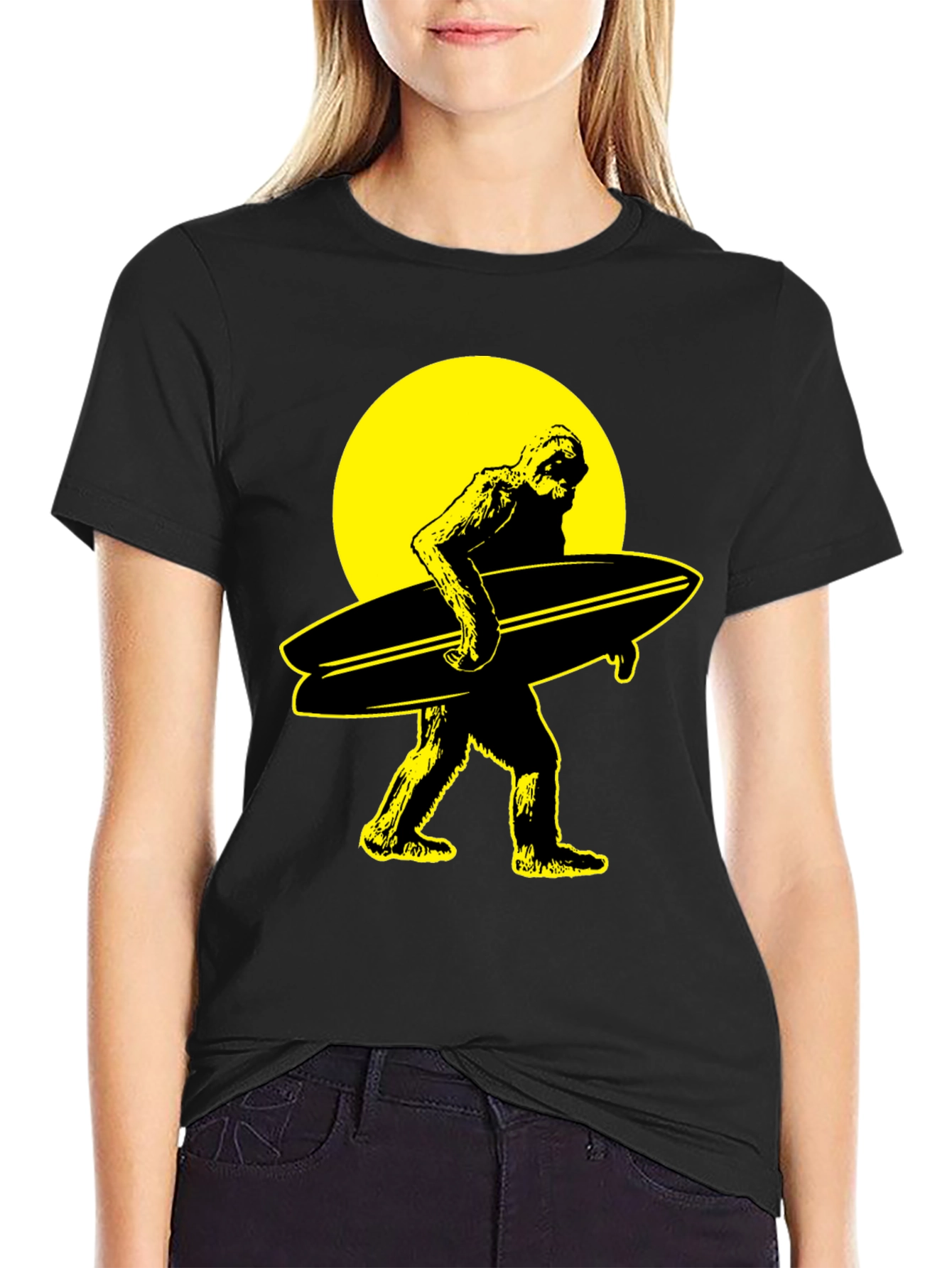 Surf Sasquatch Graphic Tee - Black