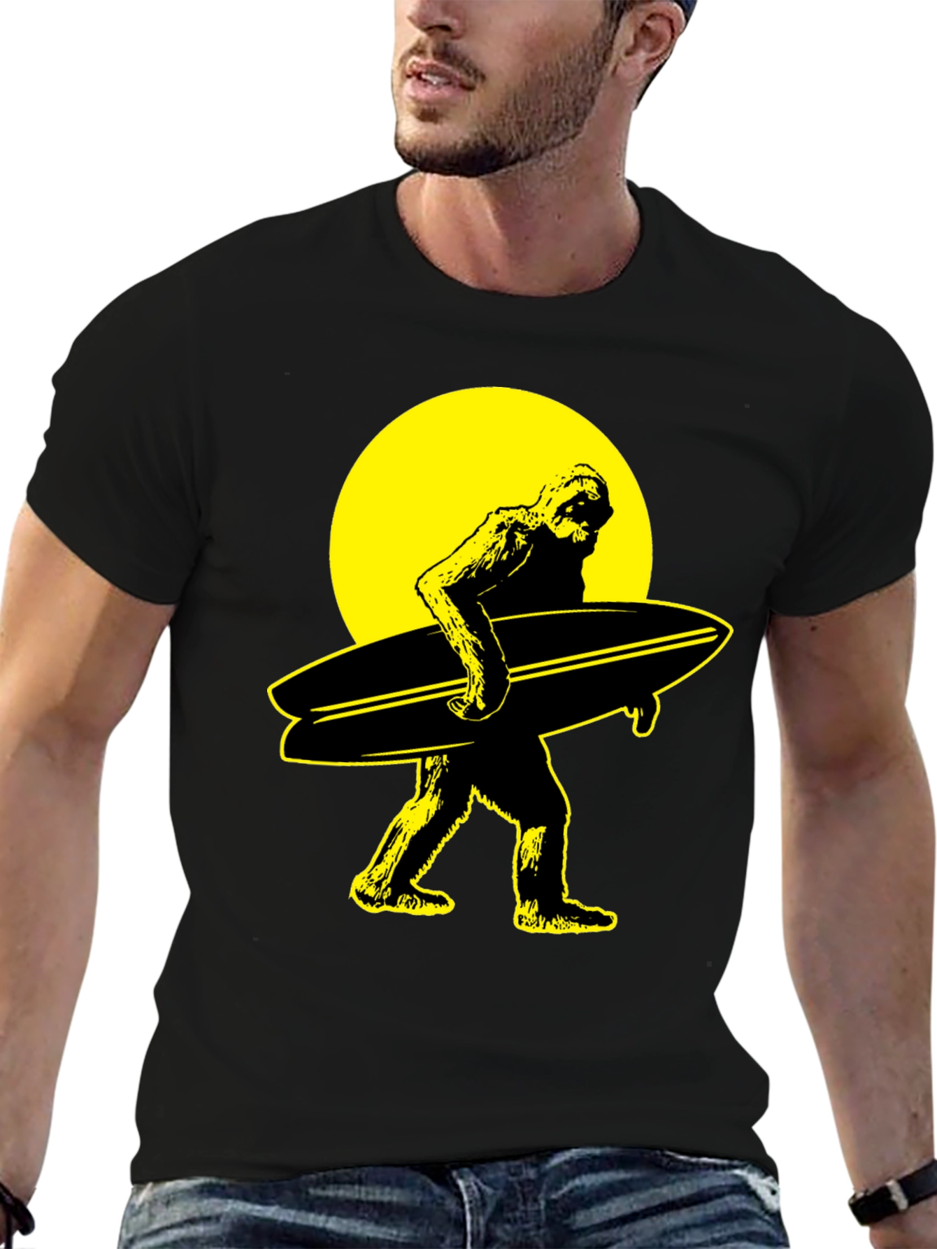 Surf Sasquatch Graphic Tee - Black