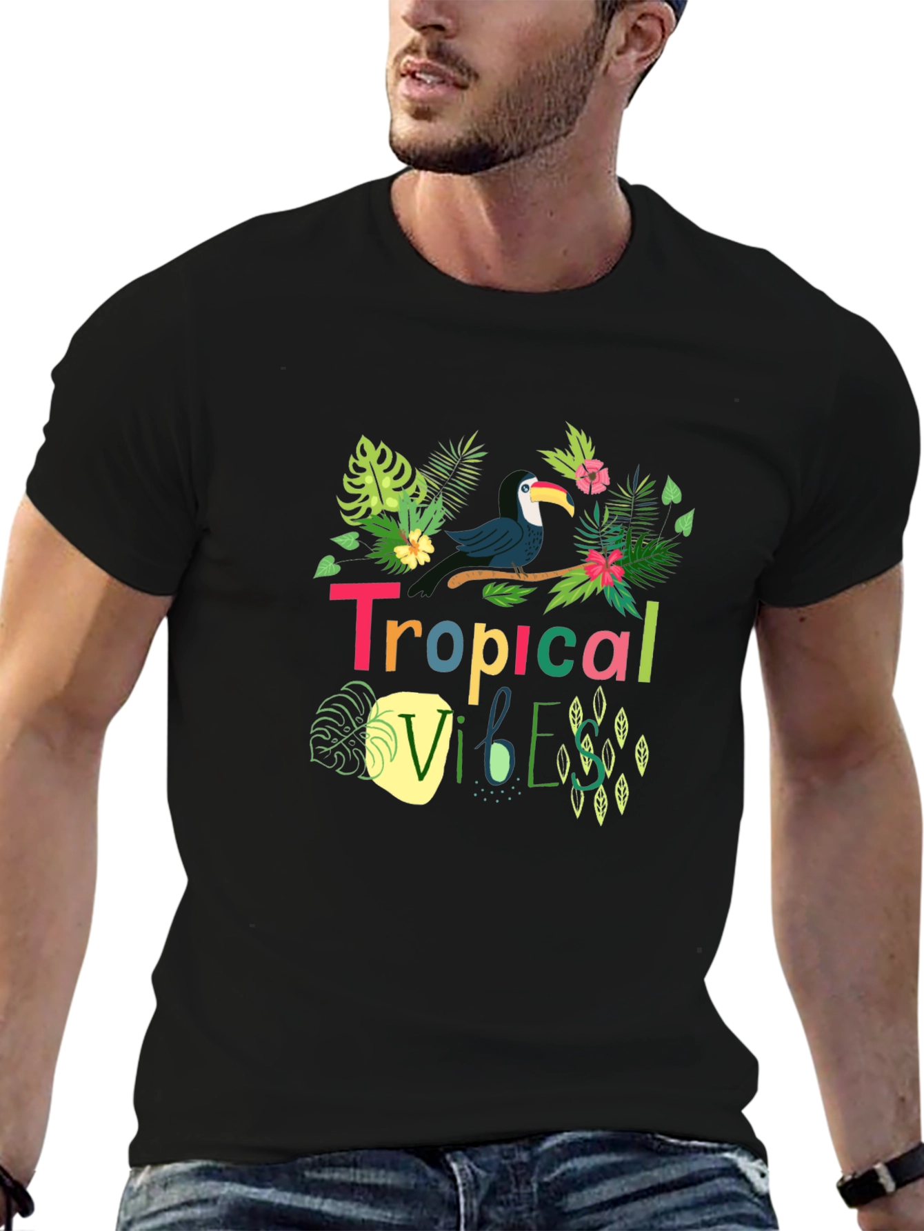 Tropical Vibes Toucan Black T-Shirt