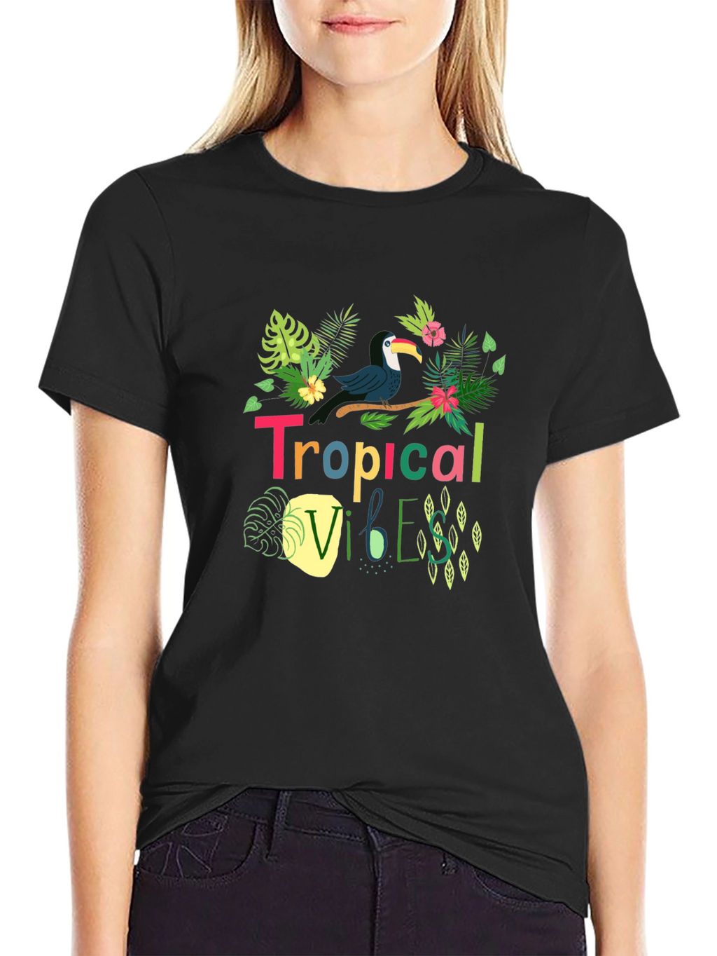 Tropical Vibes Toucan Black T-Shirt