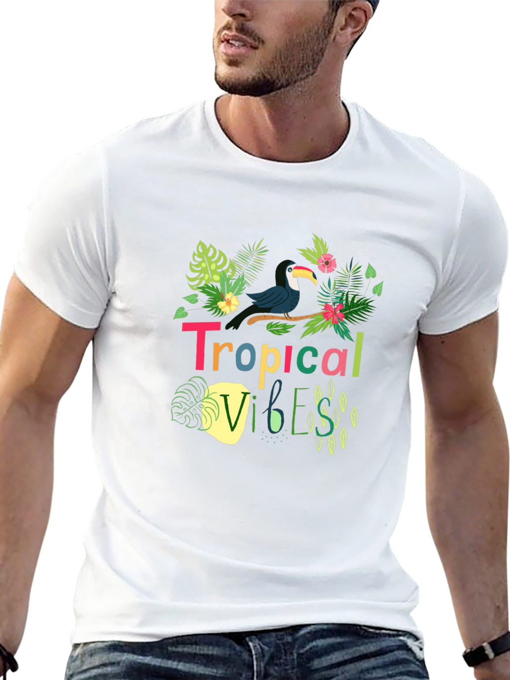Tropical Vibes Toucan Black T-Shirt
