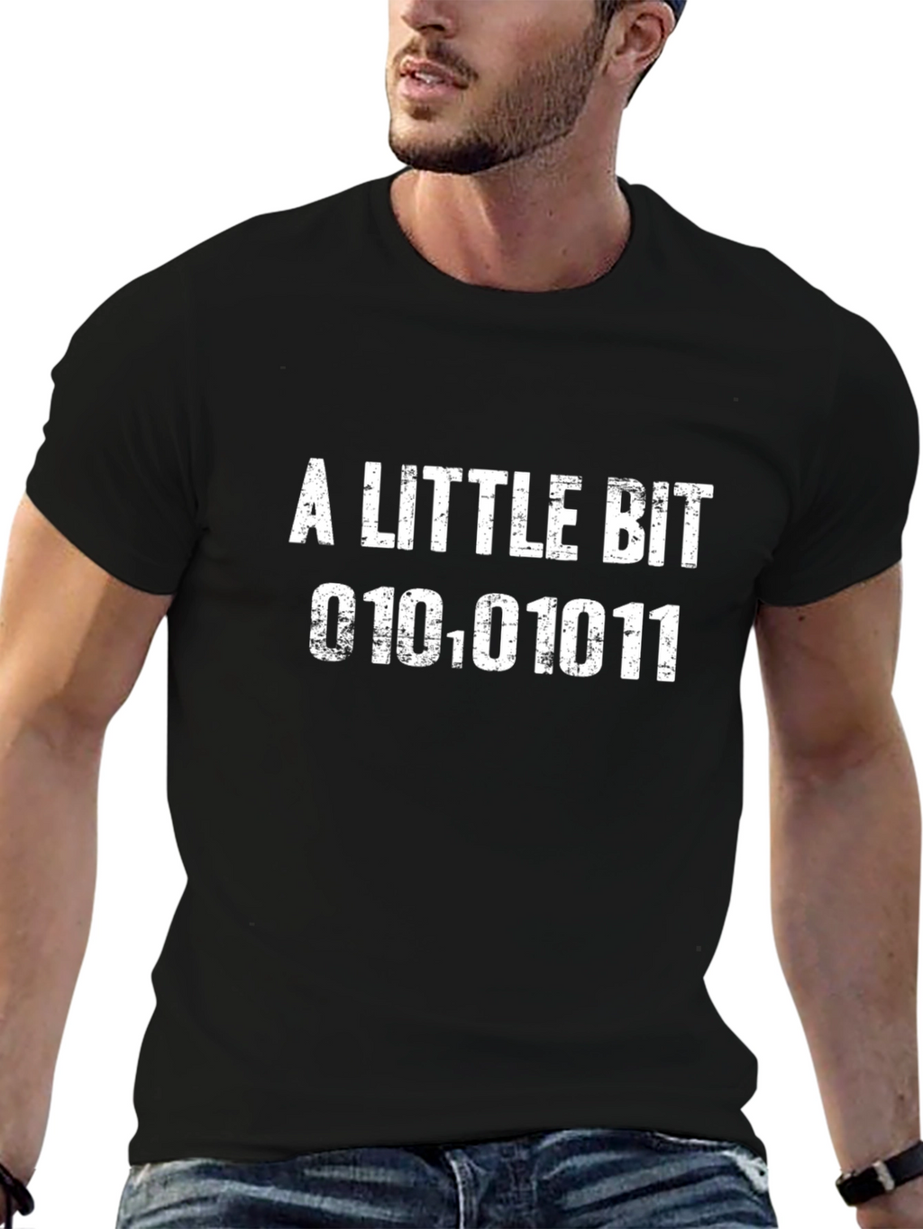 A Little Bit Binary Code Graphic Tee - Black
