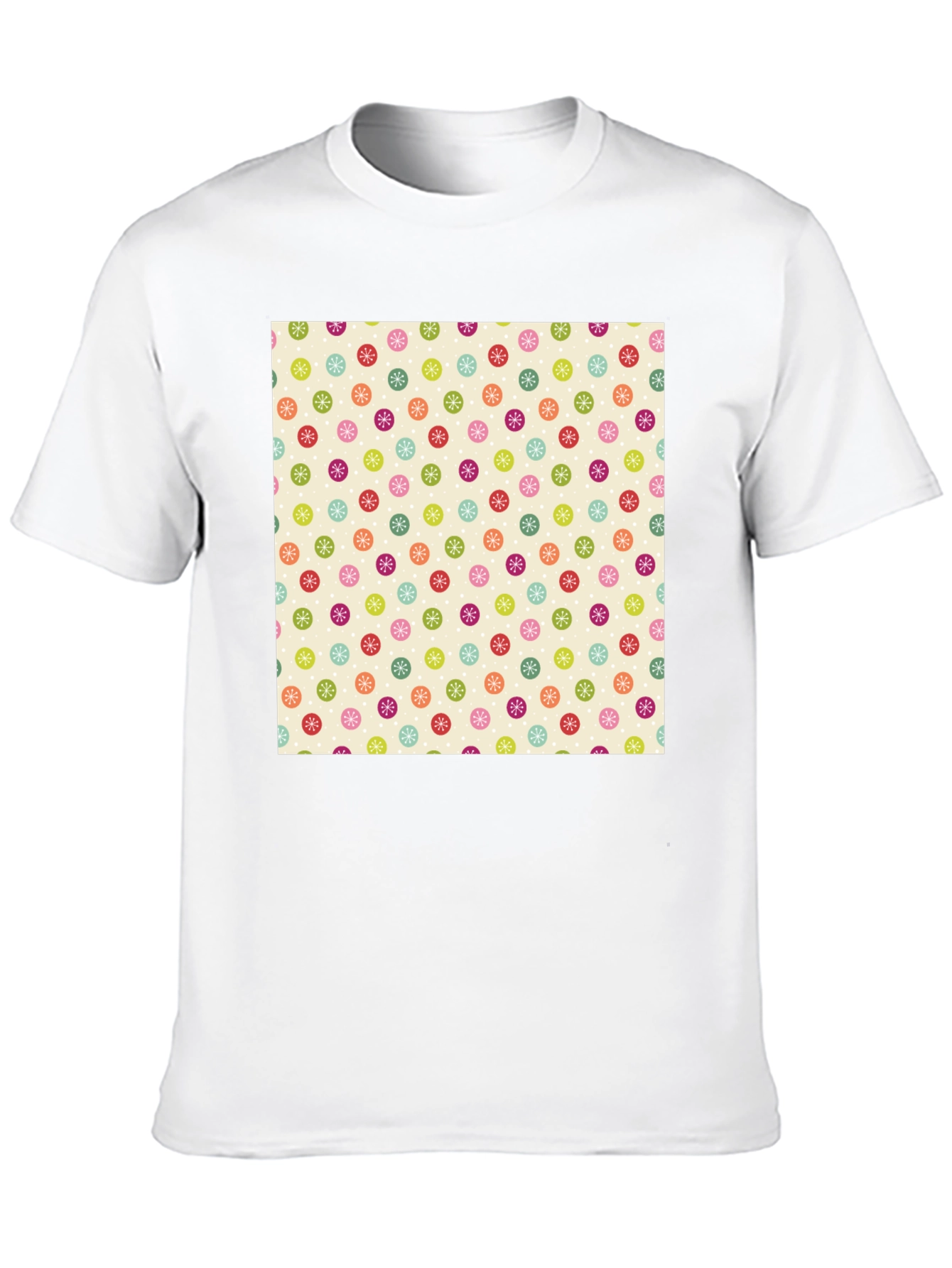 Festive Floral Pattern Black T-Shirt