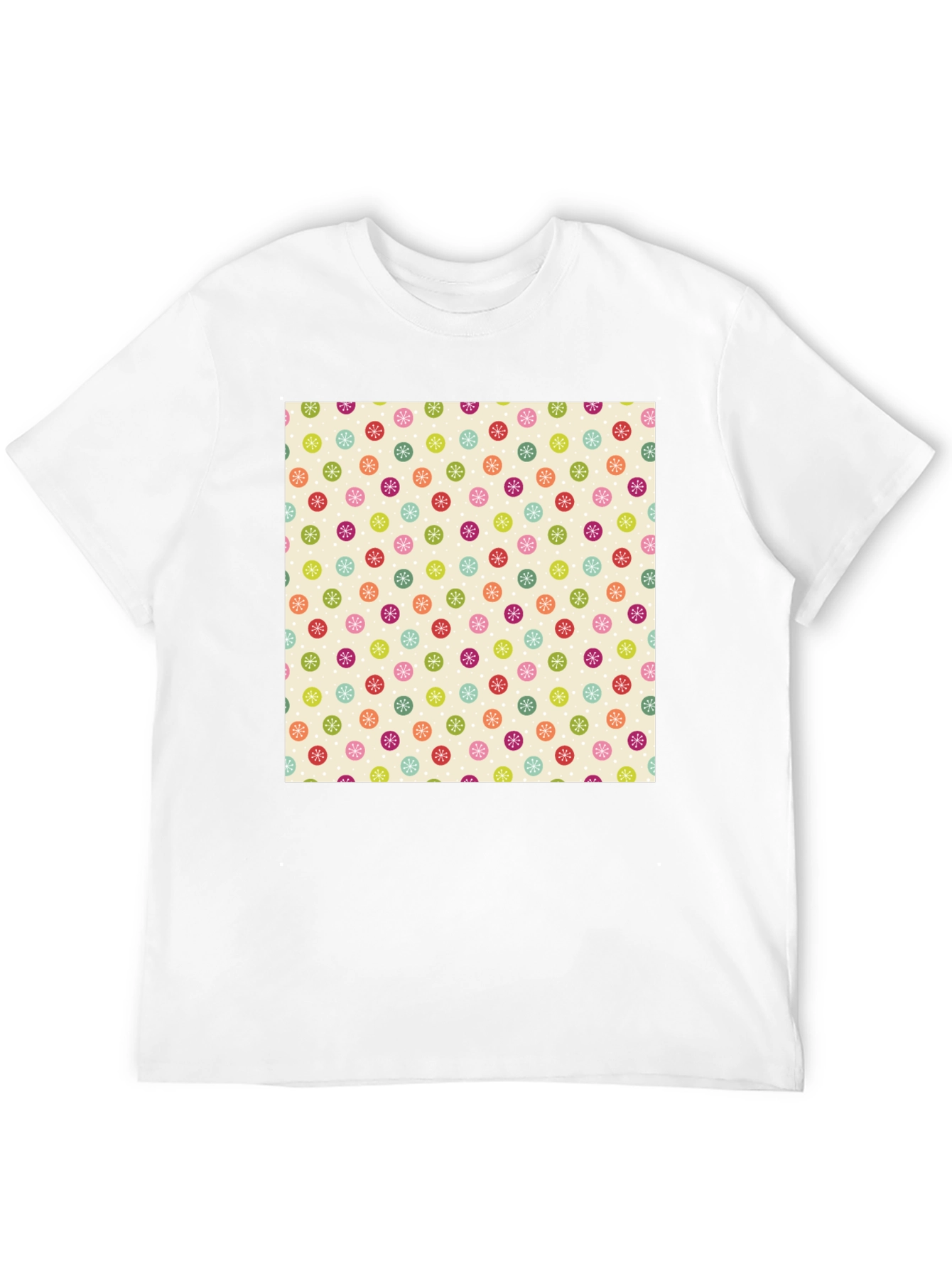 Festive Floral Pattern Black T-Shirt