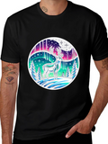 Aurora Deer Graphic Tee - Black