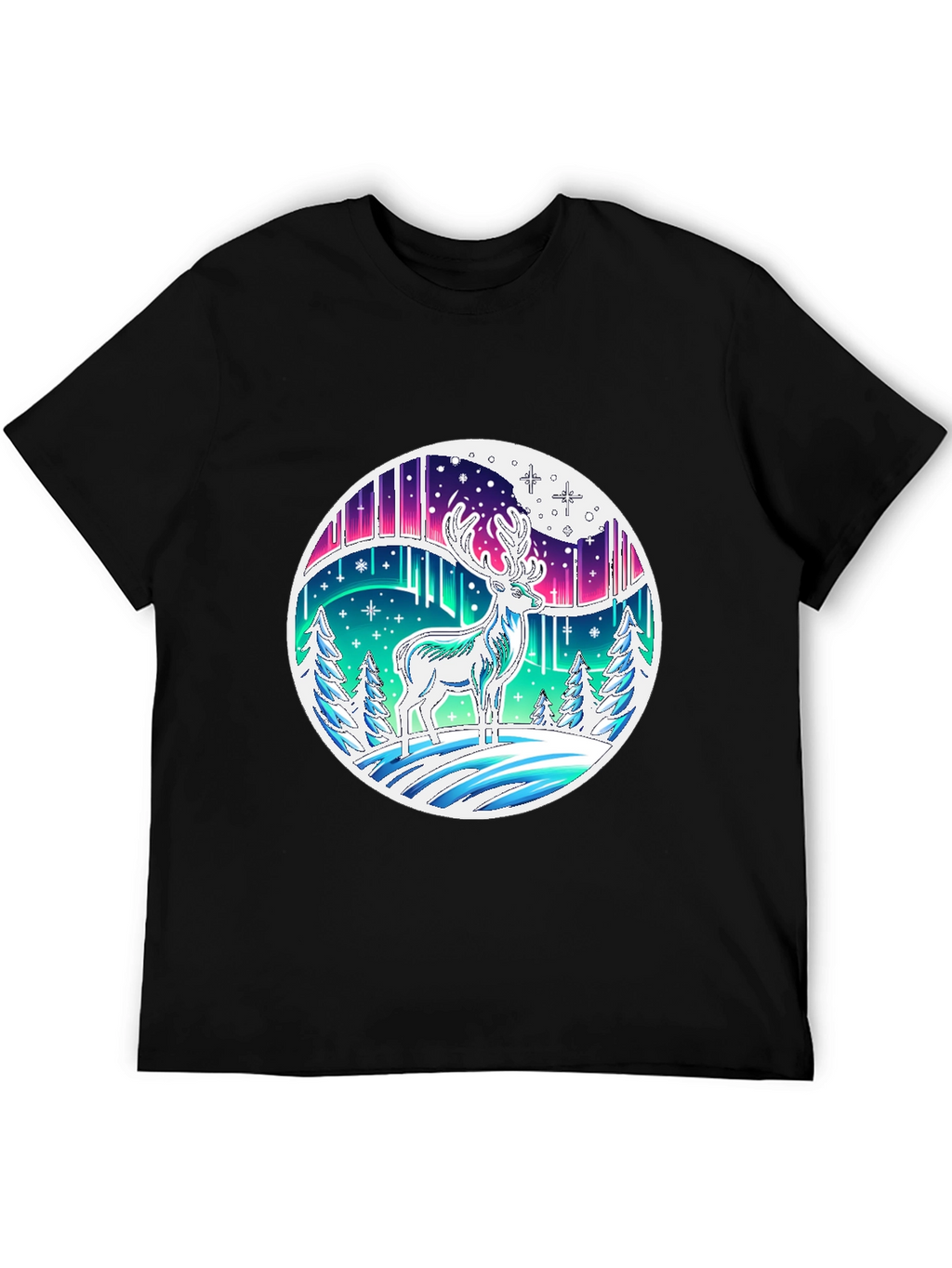 Aurora Deer Graphic Tee - Black
