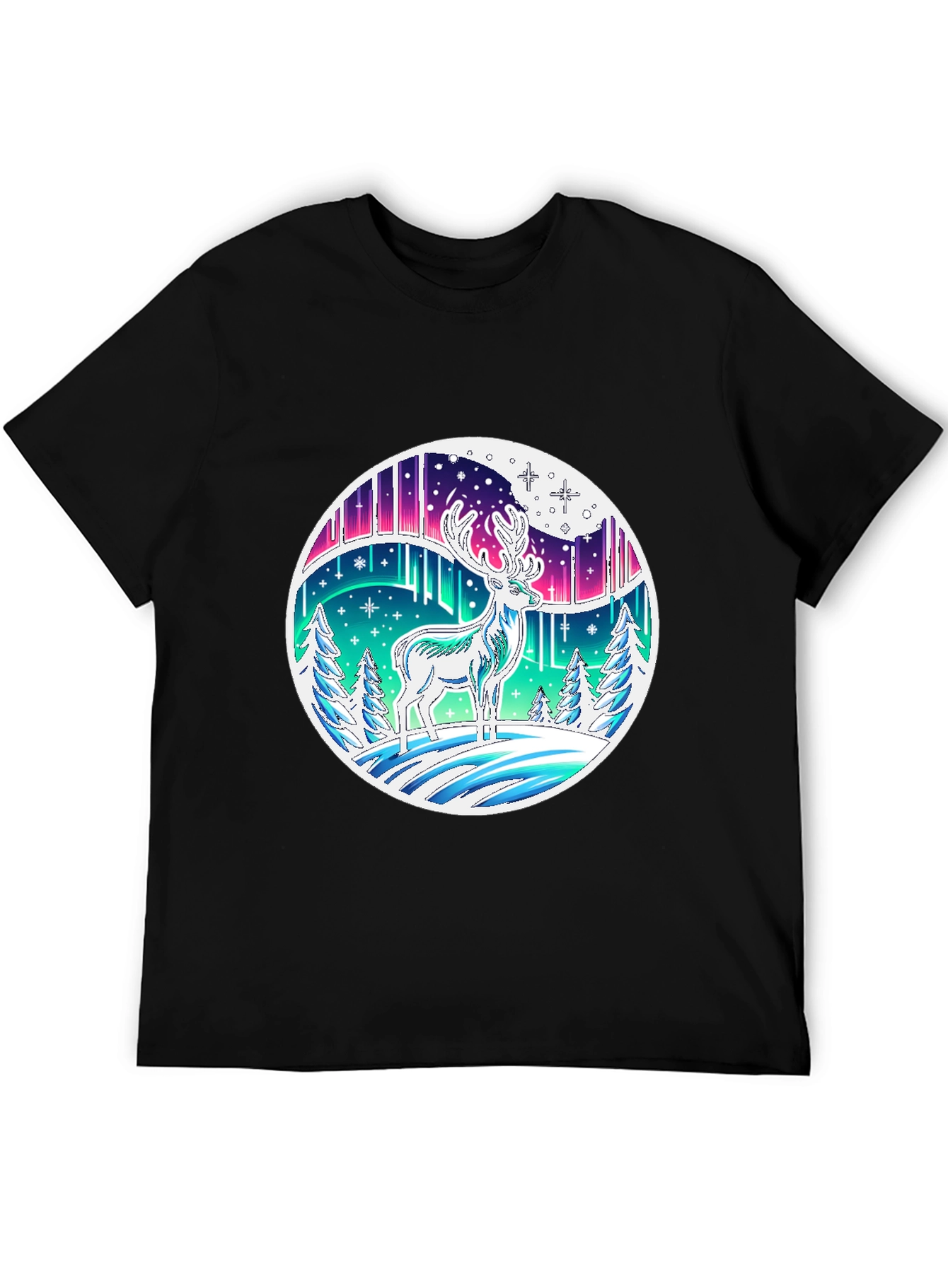 Aurora Deer Graphic Tee - Black