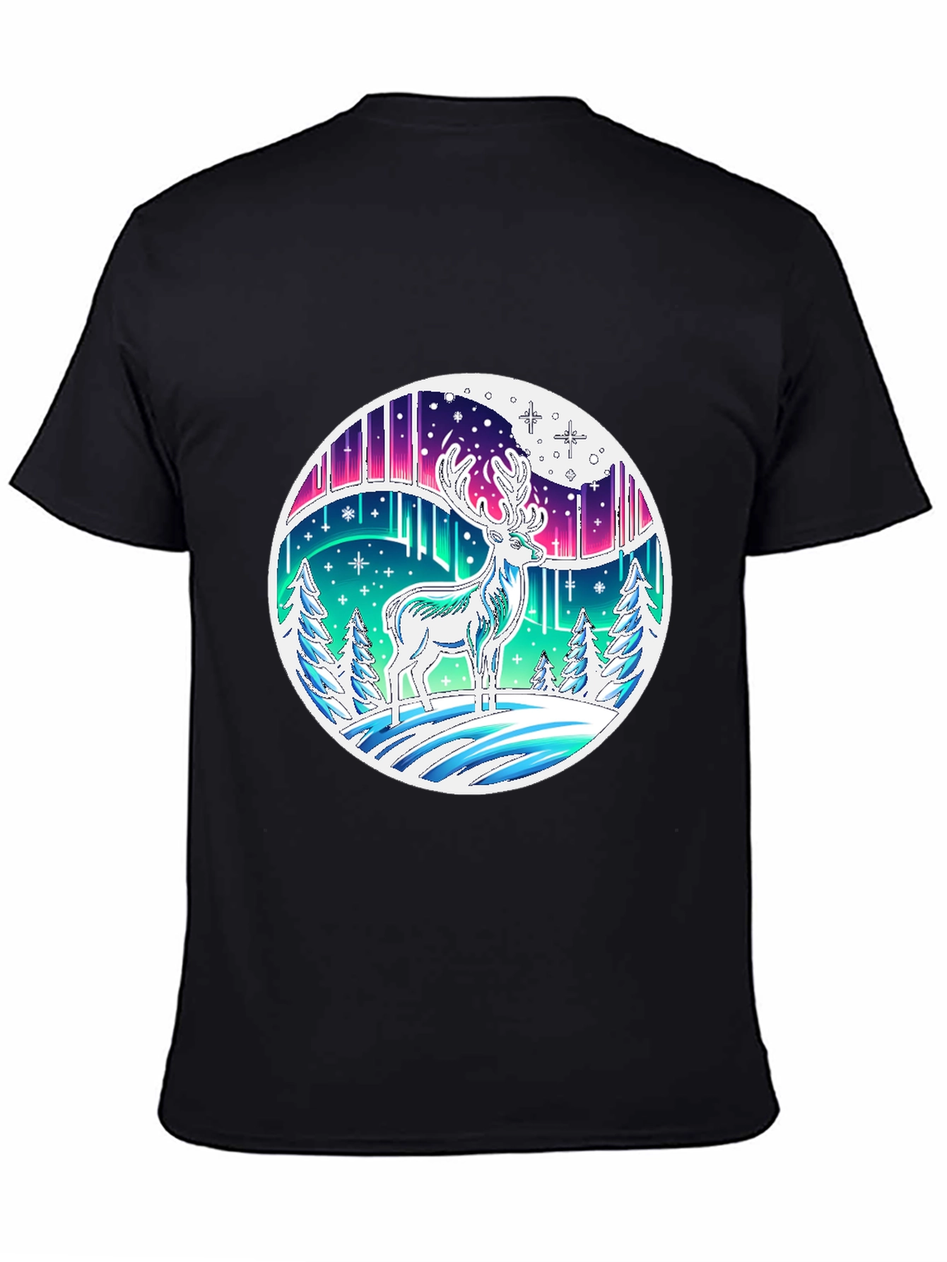 Aurora Deer Graphic Tee - Black