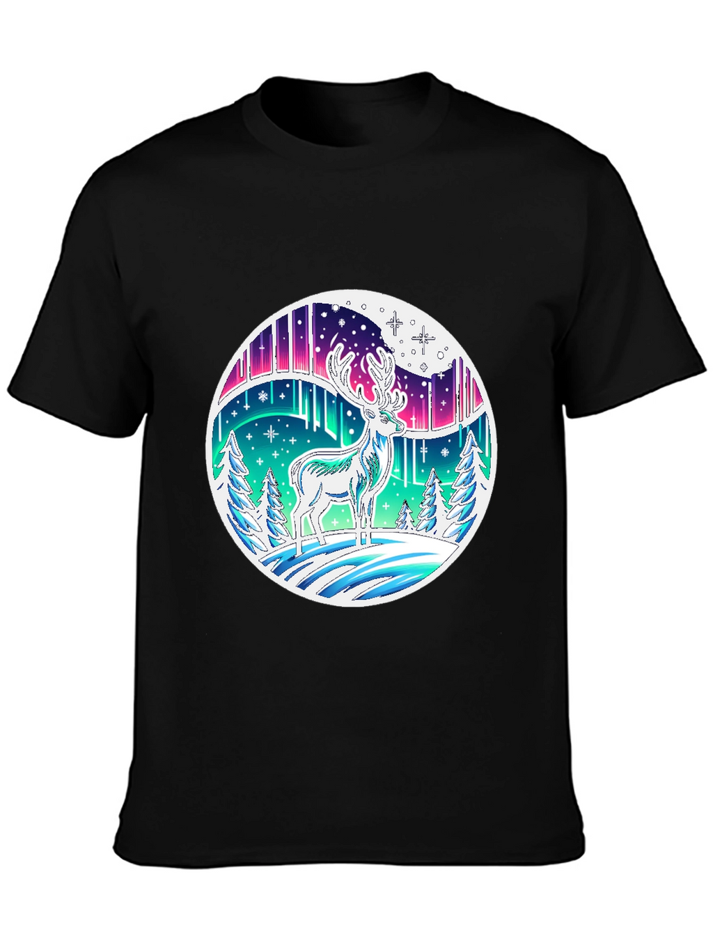 Aurora Deer Graphic Tee - Black