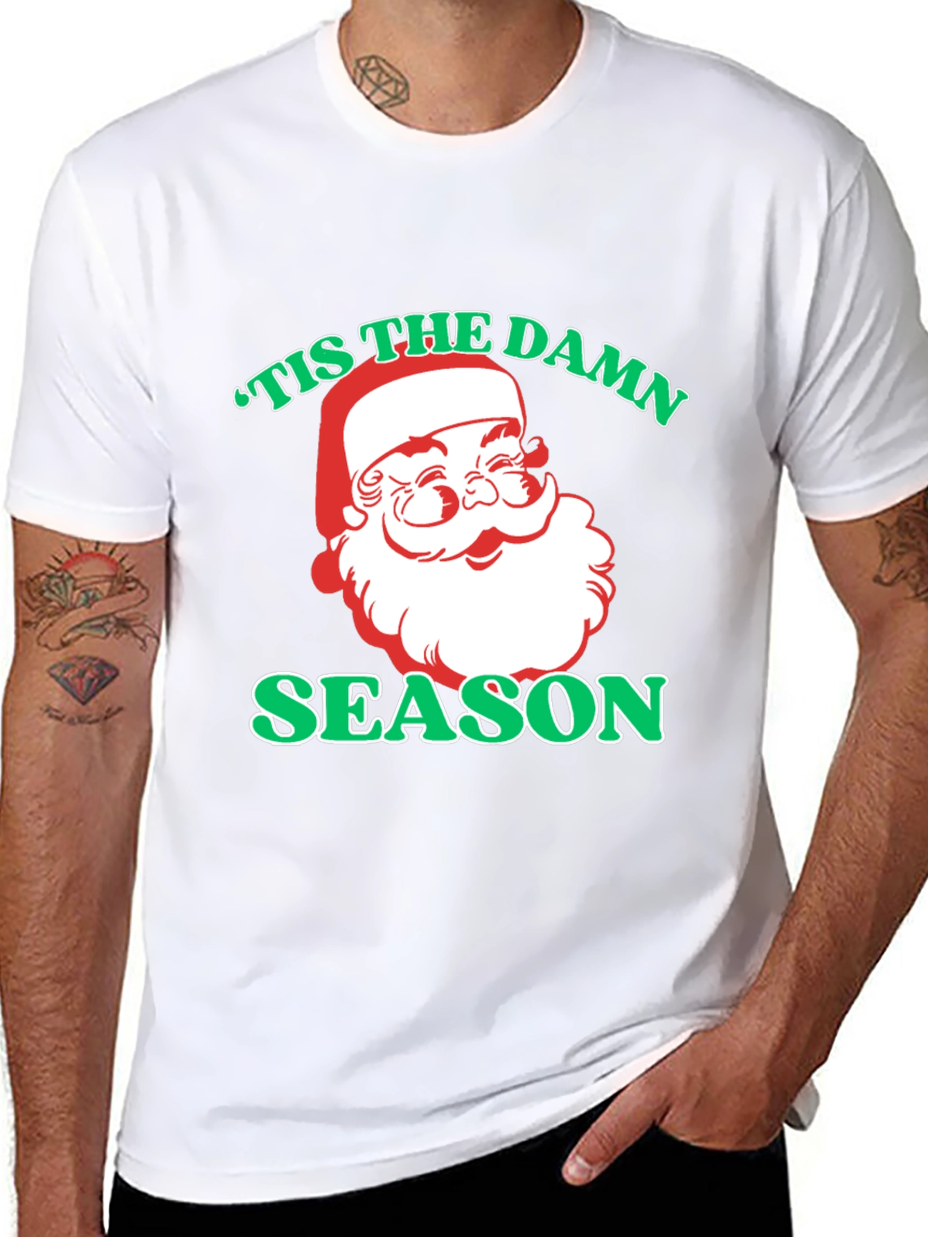 Tis the Damn Season Santa Graphic T-Shirt