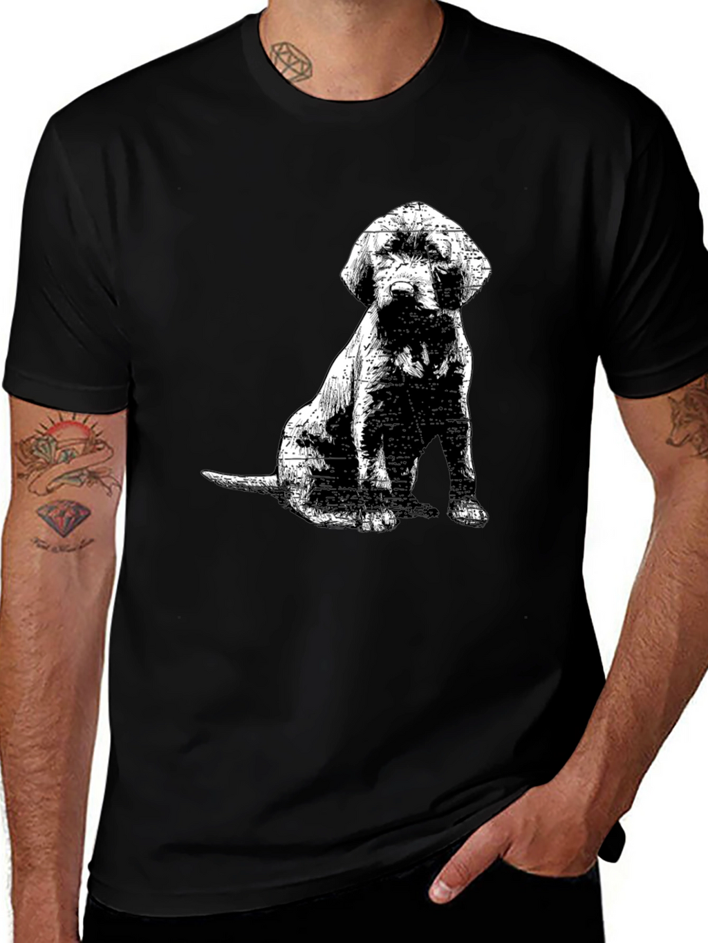 Dog Graphic Tee - Mens Black T-Shirt