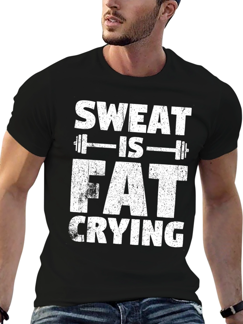 Sweat Is Fat Crying Gym Workout T-Shirt