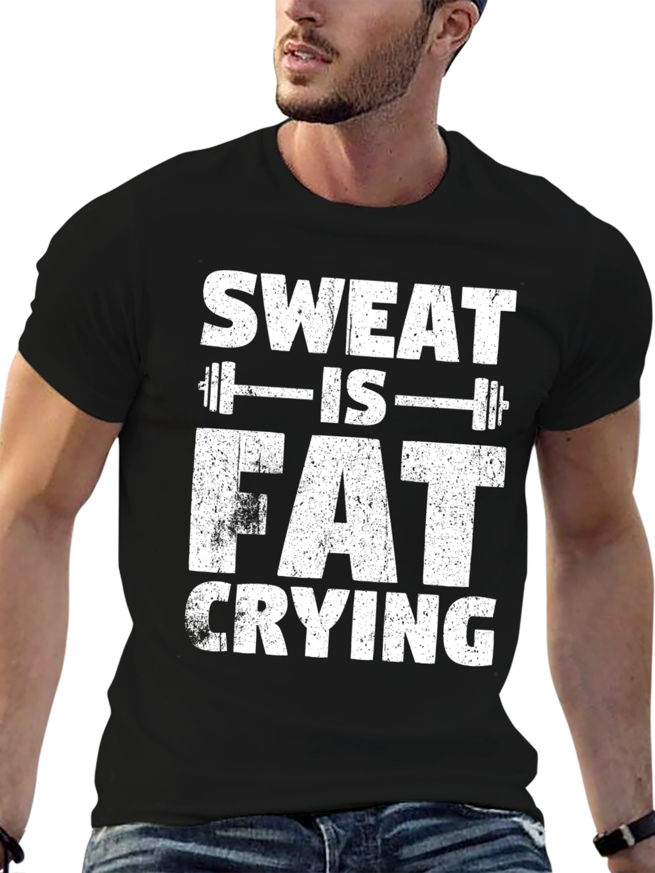 Sweat Is Fat Crying Gym Workout T-Shirt