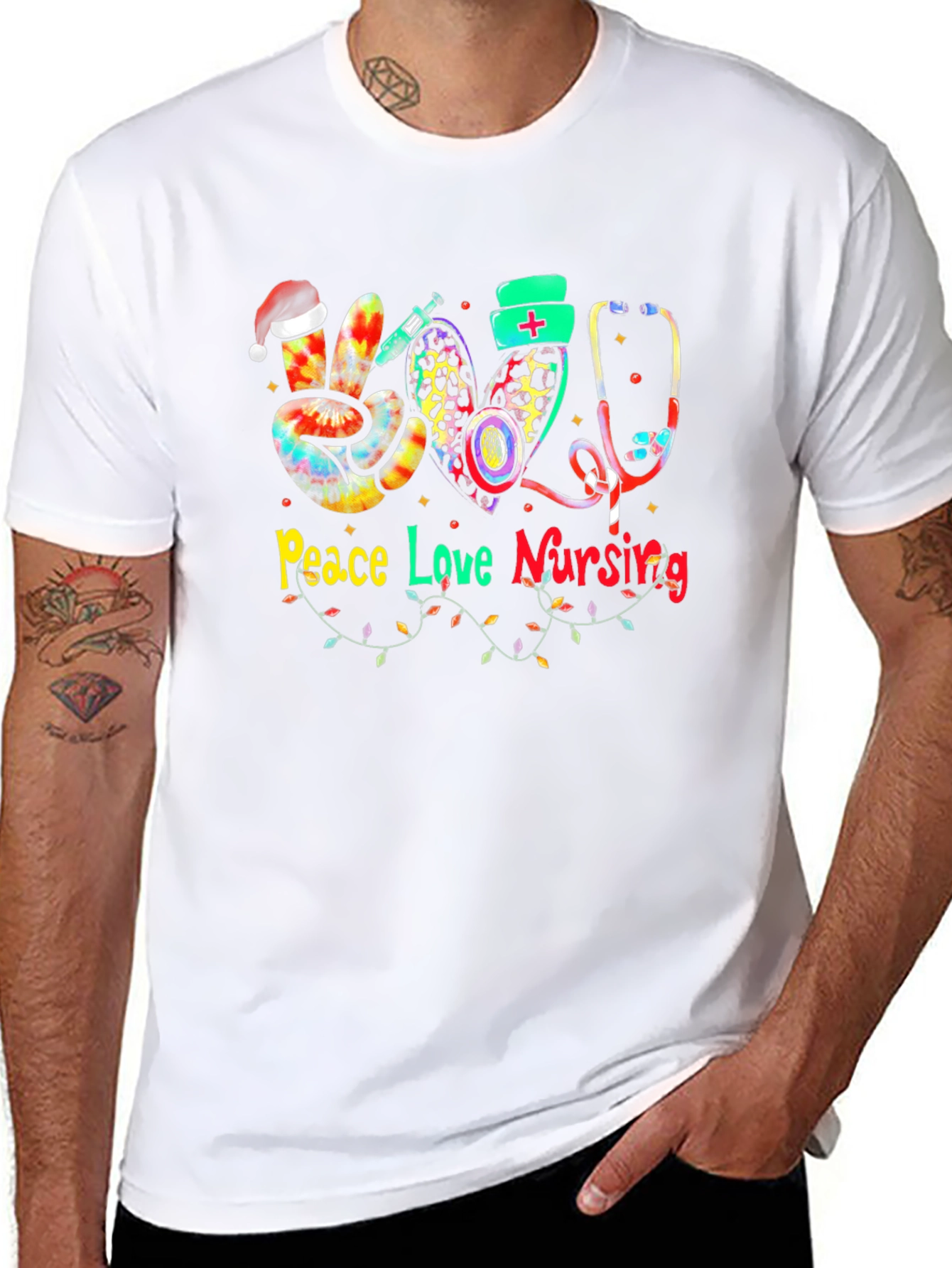 Peace Love Nursing Christmas T-Shirt