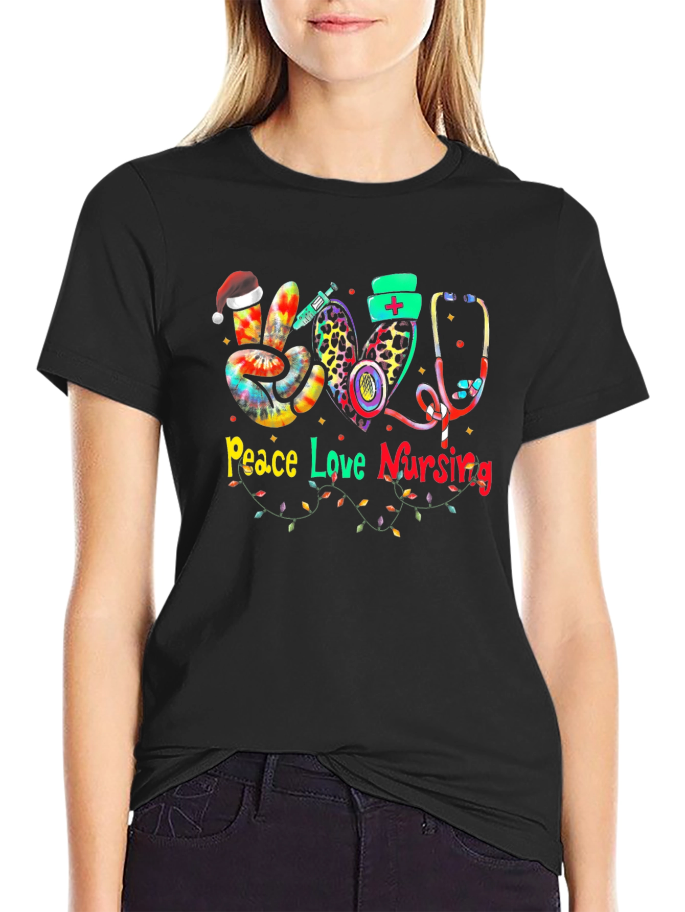Peace Love Nursing Christmas T-Shirt