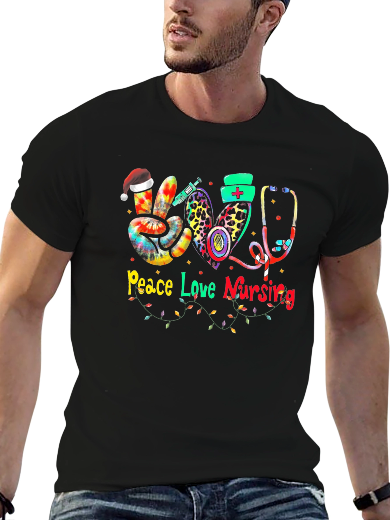 Peace Love Nursing Christmas T-Shirt