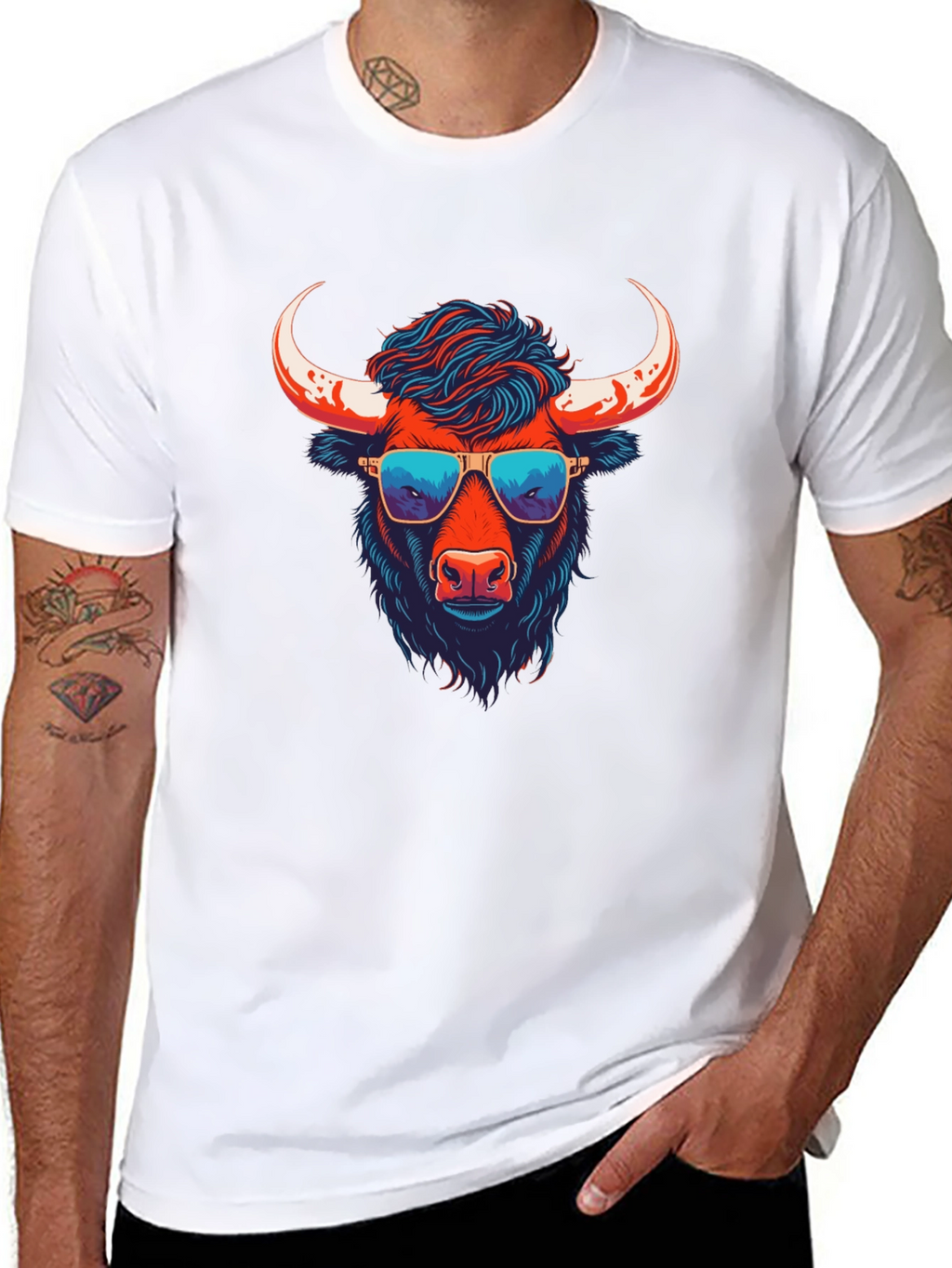 Cool Bull Graphic Tee - Black Cotton Blend