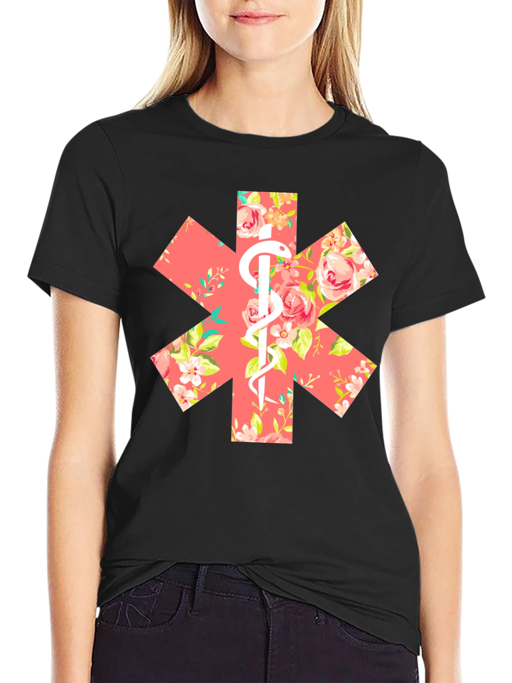 Floral EMT Star of Life Unisex T-Shirt