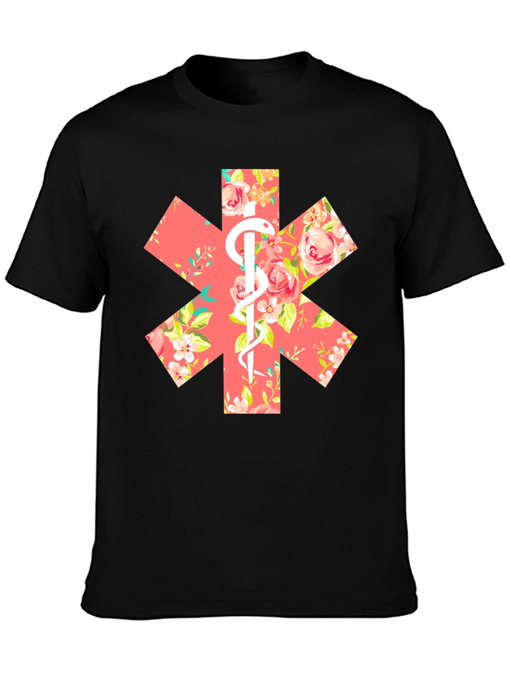 Floral EMT Star of Life Unisex T-Shirt