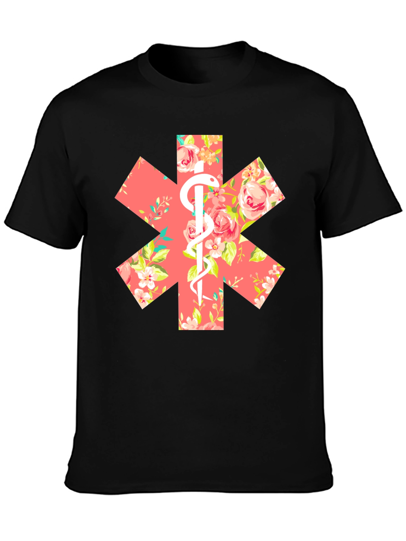 Floral EMT Star of Life Unisex T-Shirt