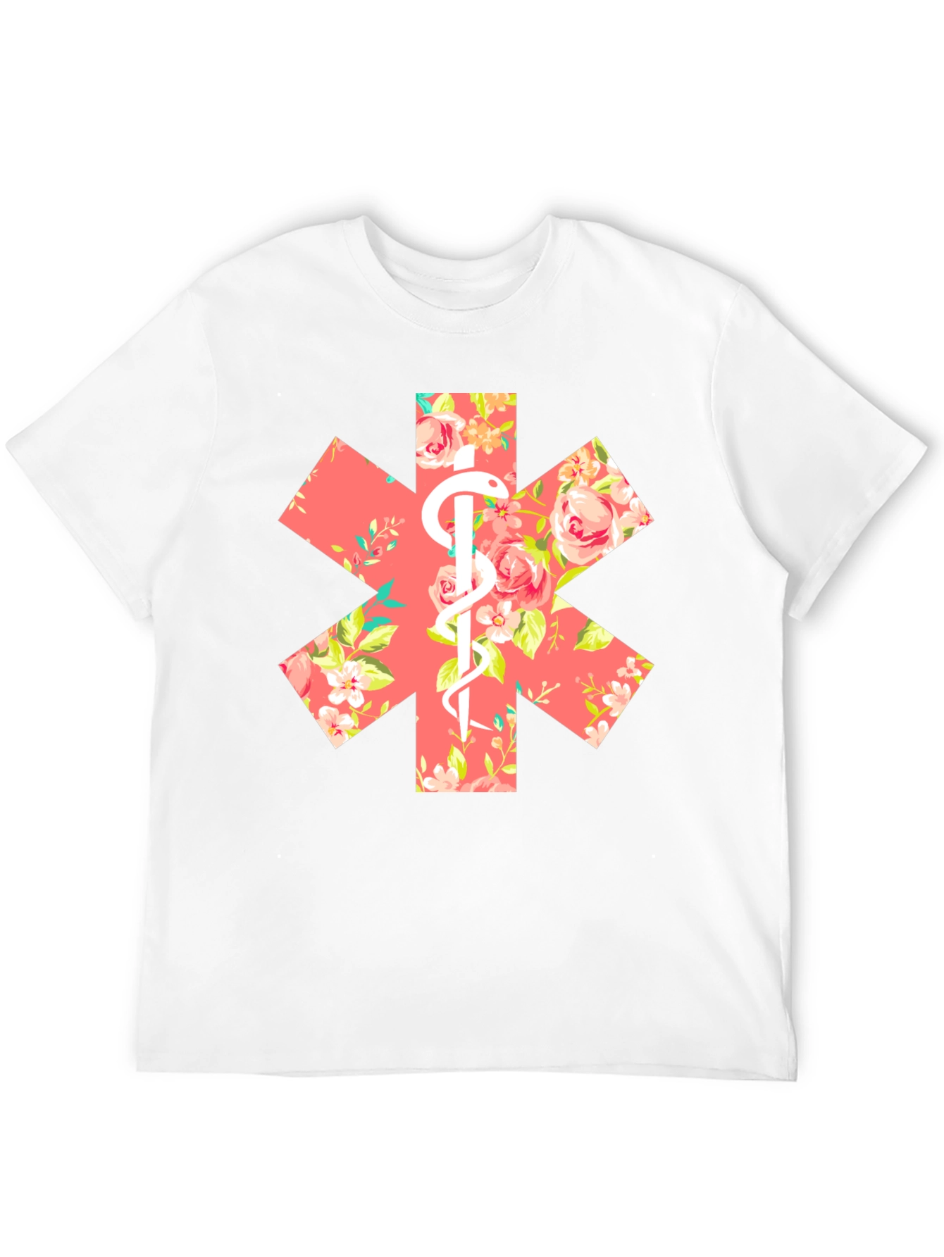 Floral EMT Star of Life Unisex T-Shirt