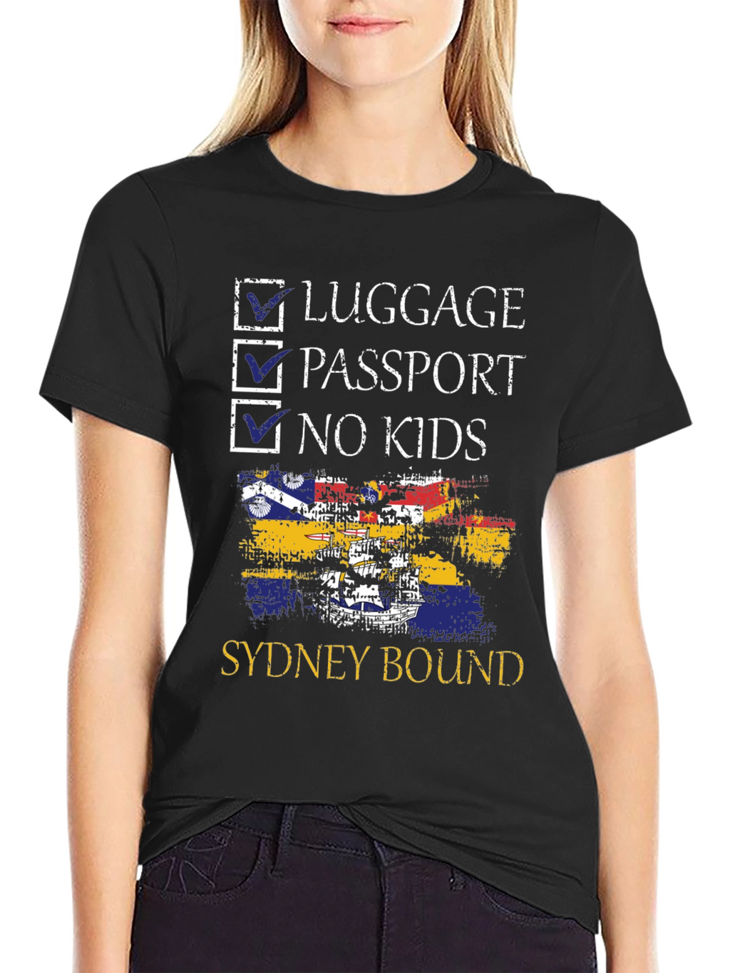 Sydney Bound T-Shirt: Luggage Passport No Kids
