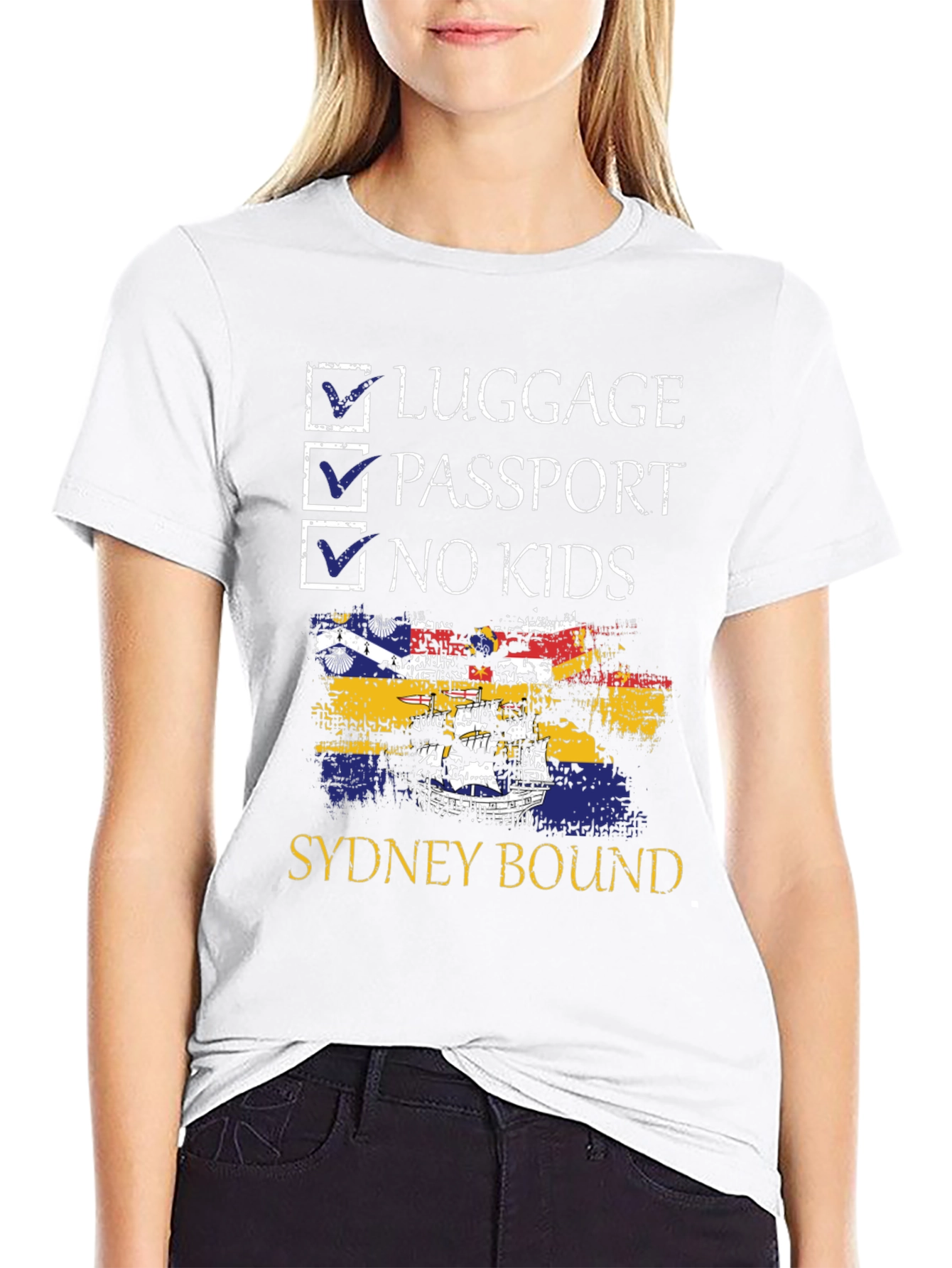 Sydney Bound T-Shirt: Luggage Passport No Kids