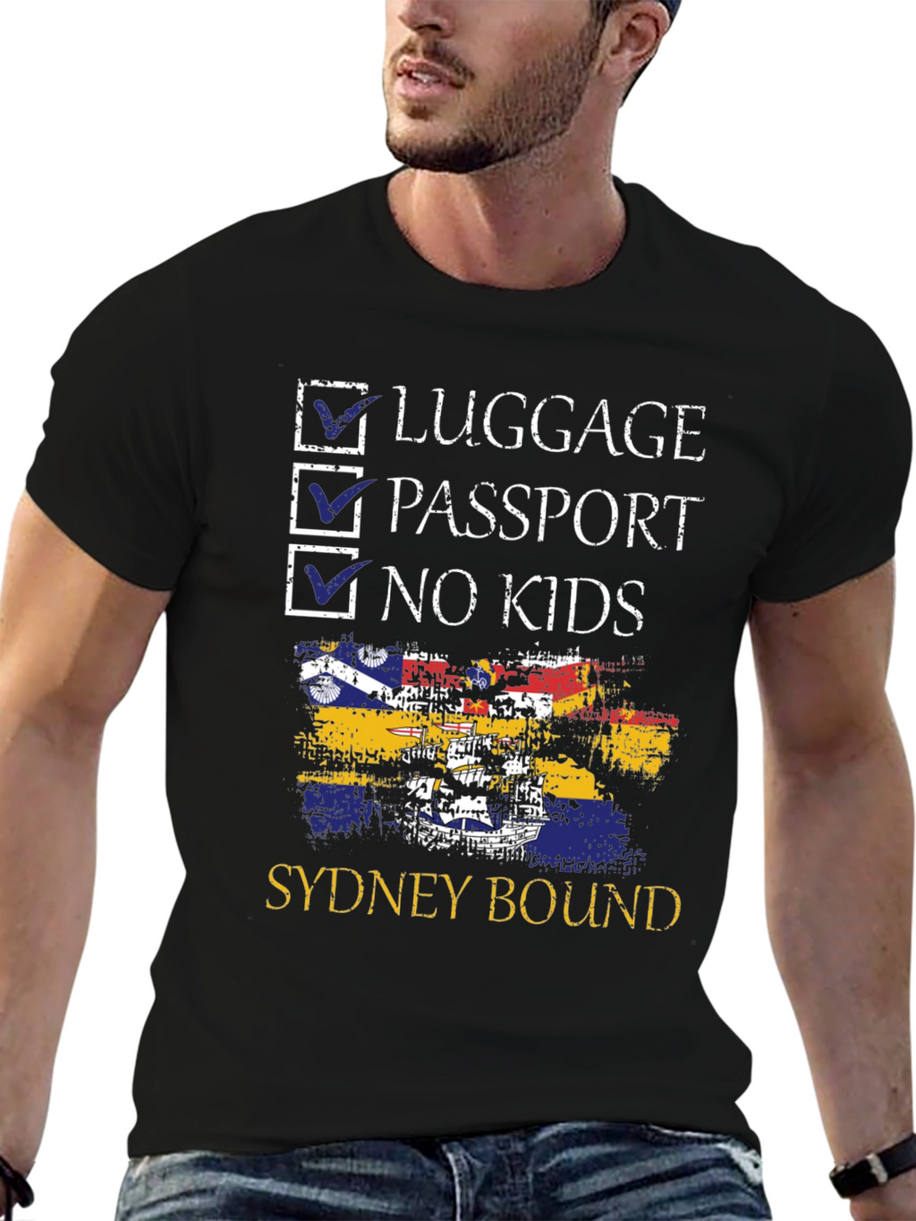 Sydney Bound T-Shirt: Luggage Passport No Kids