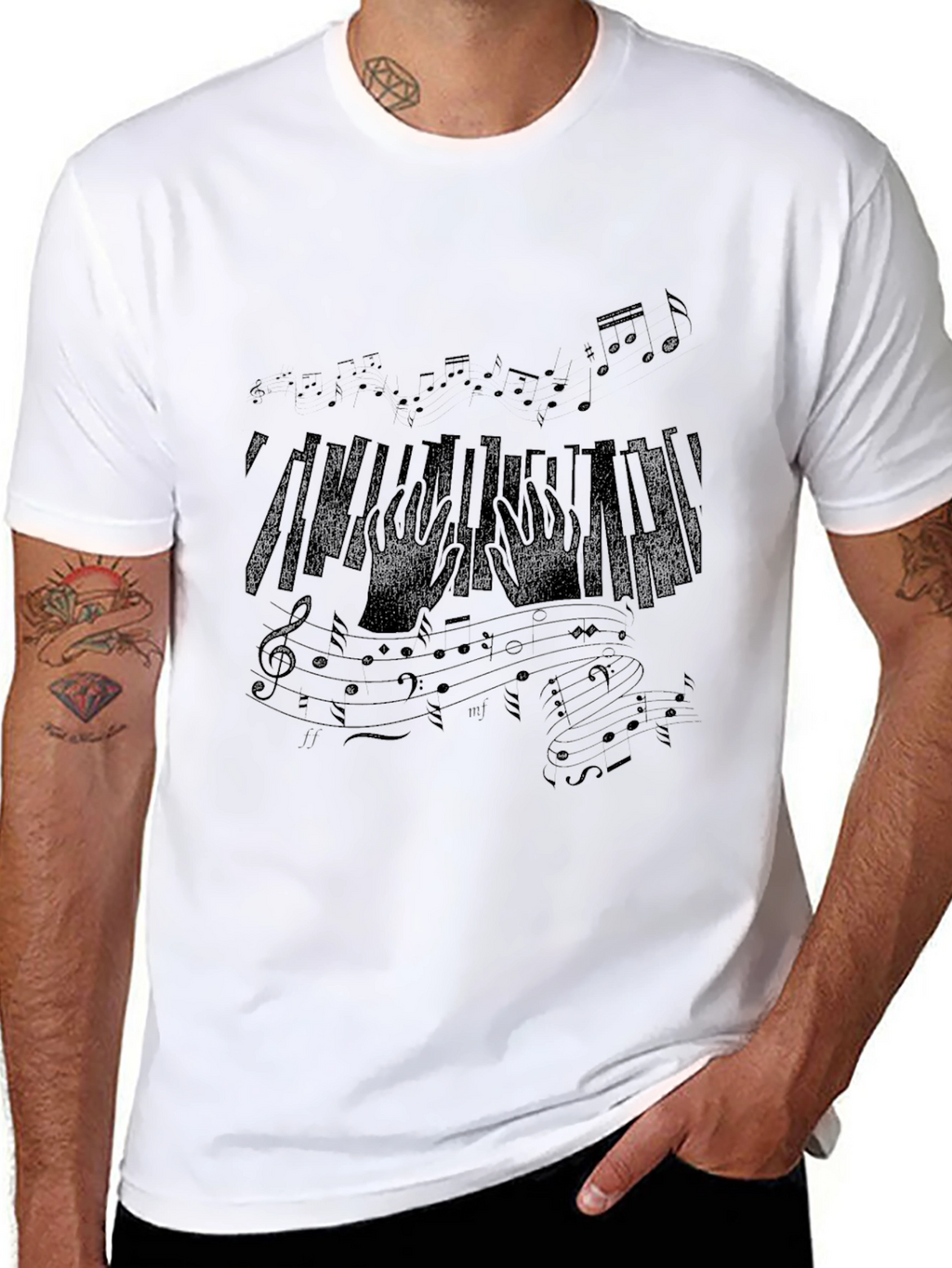 Musical Piano Keys T-Shirt - Black
