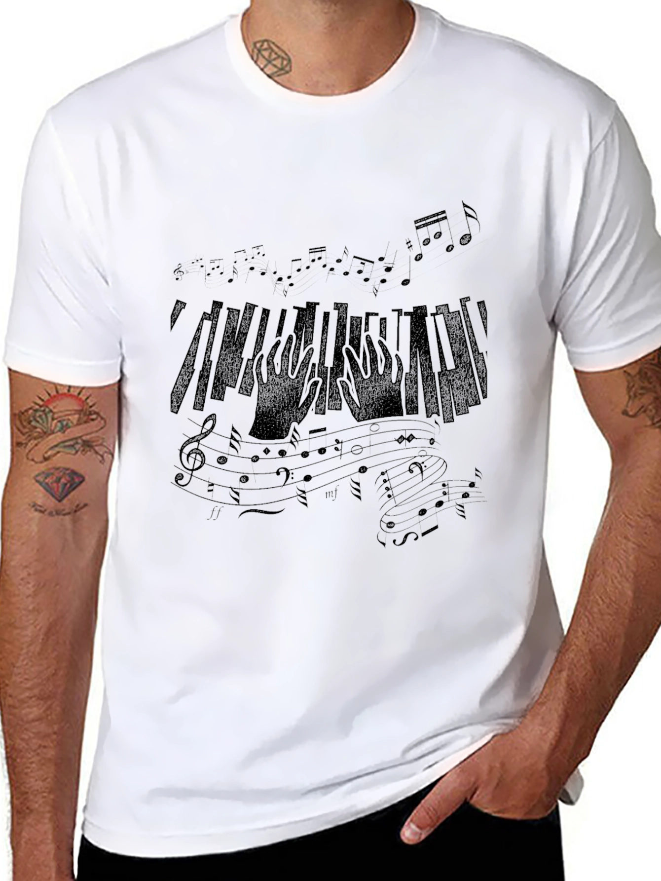 Musical Piano Keys T-Shirt - Black