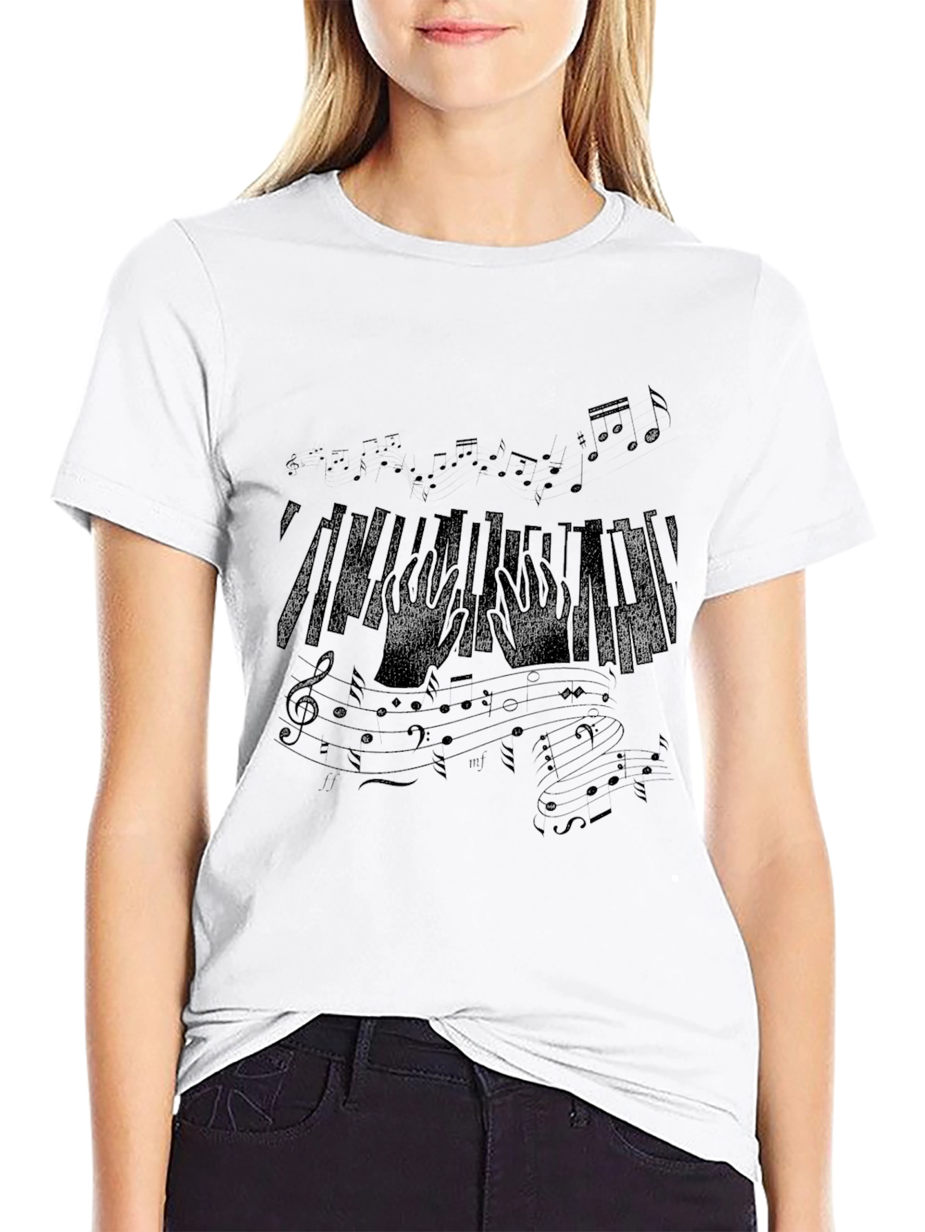 Musical Piano Keys T-Shirt - Black